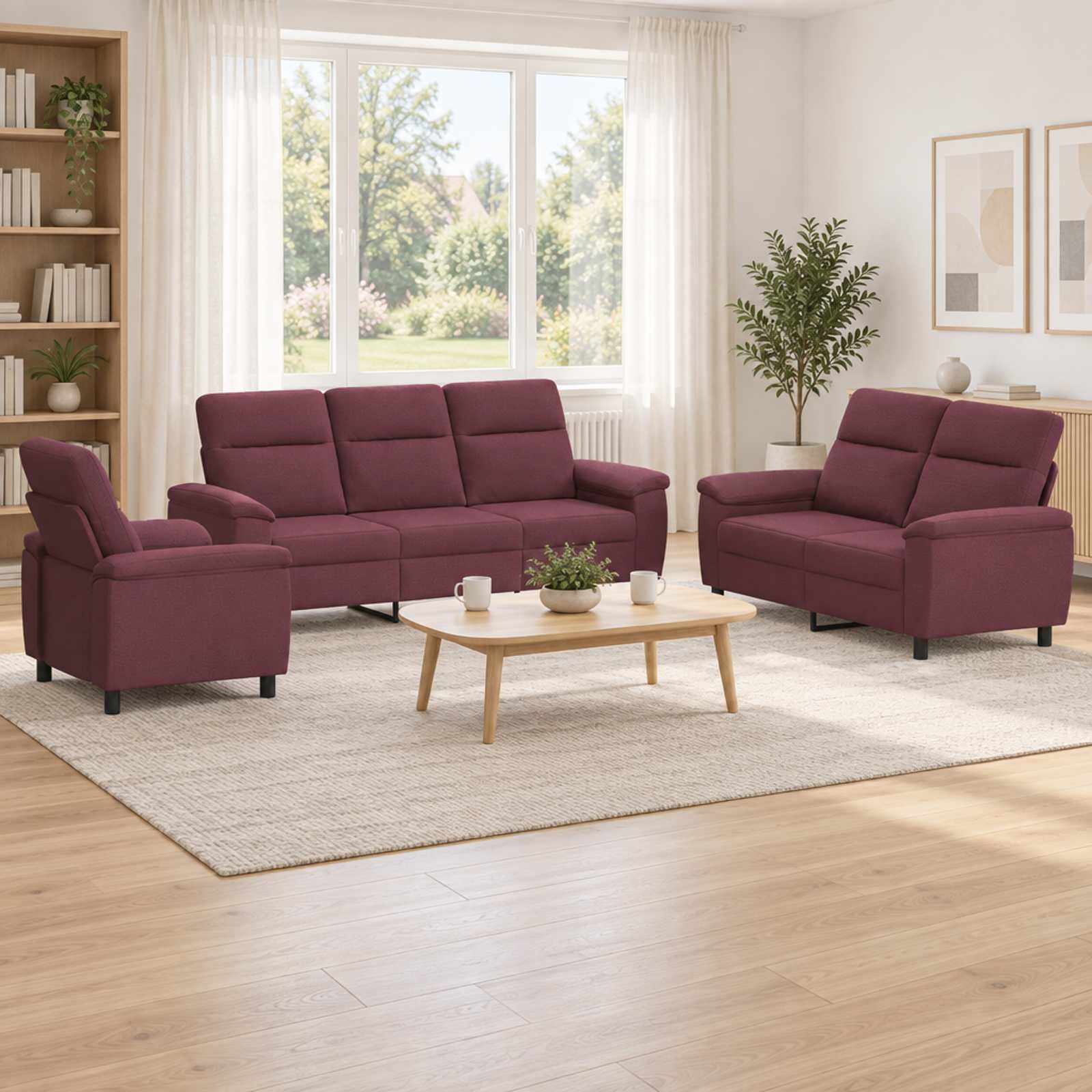 vidaXL Sofa Sæt 3 pcs Lilla Stof