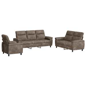 vidaXL Diivanikomplekt 3 pcs Tumehall Kunstsuede nahk