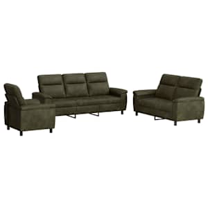 vidaXL Diivanikomplekt 3 pcs Armee rohelis Kunstsuede nahk