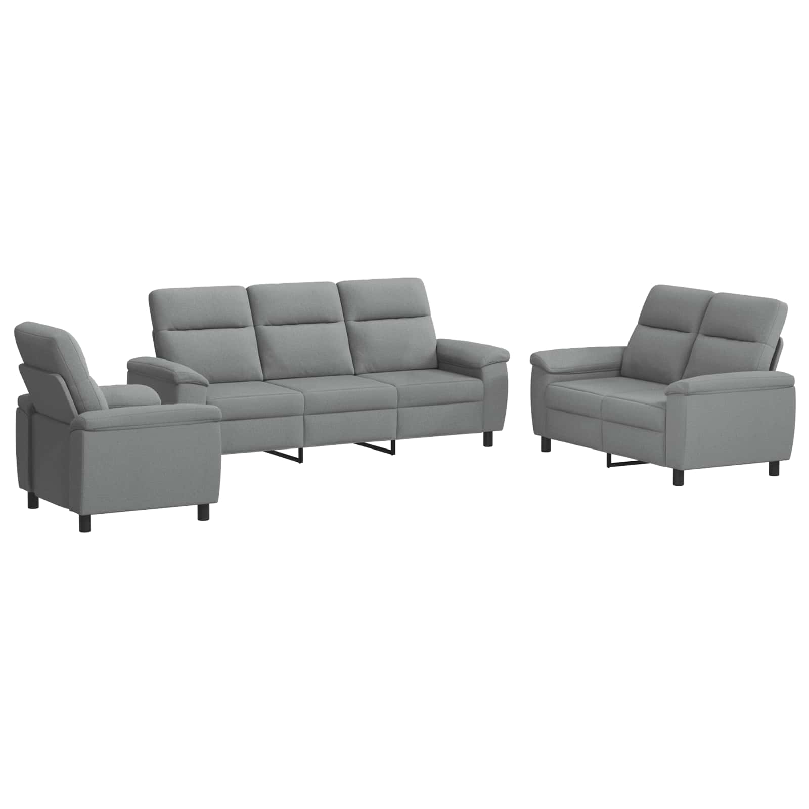 Kavčna garnitura 3 pcs Svetlo siva Blago