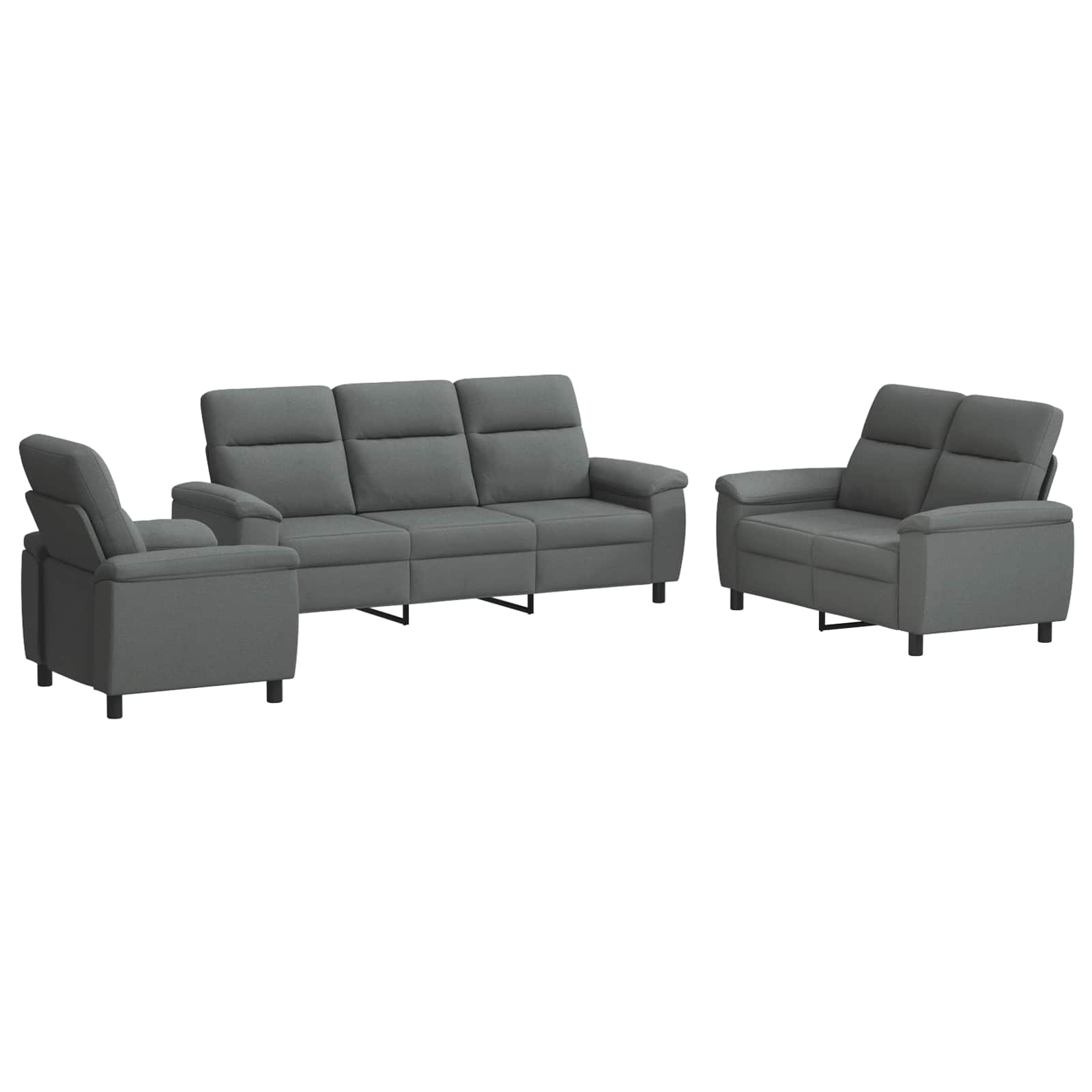 Kavčna garnitura 3 pcs Temno siva Blago