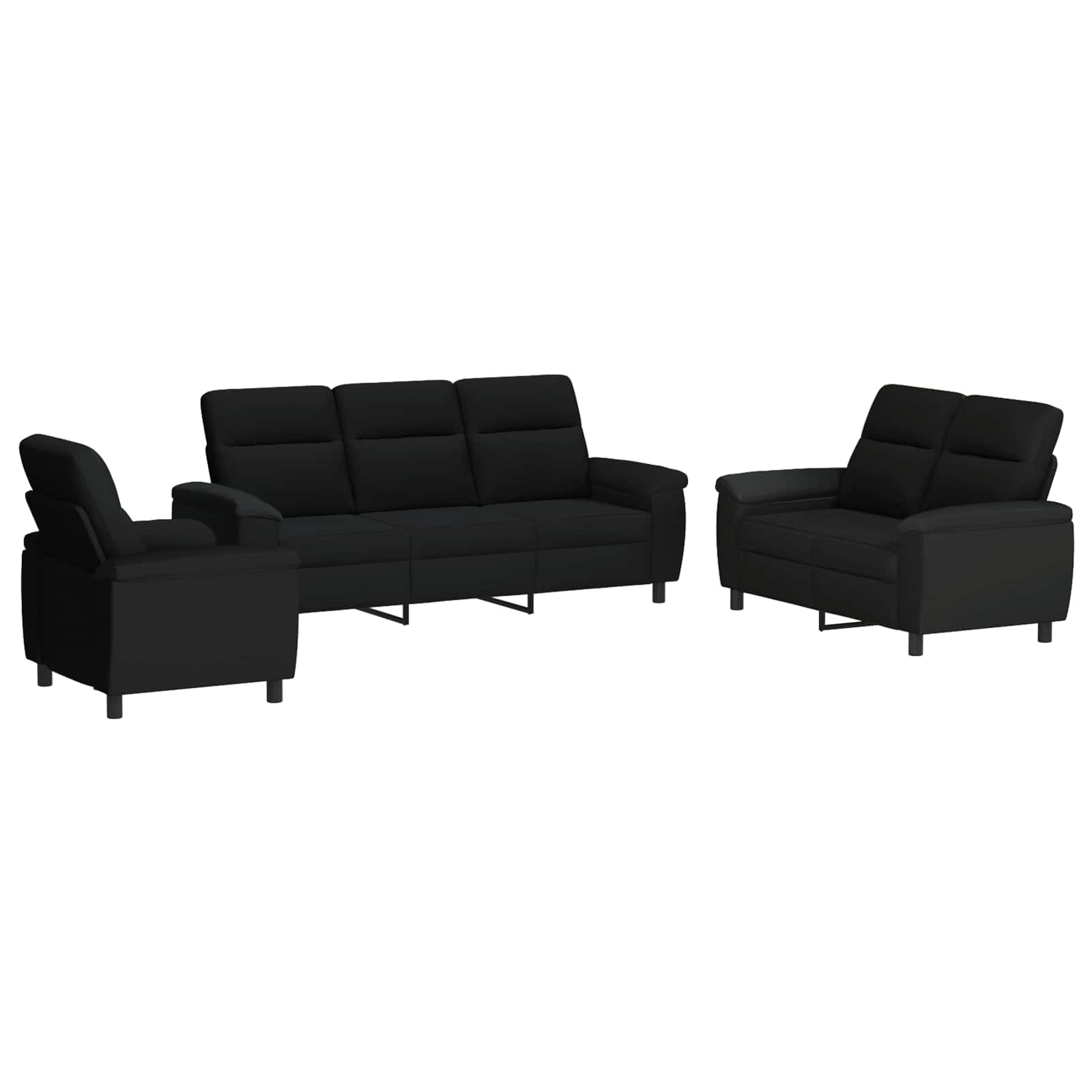 Kavčna garnitura 3 pcs Črna Blago