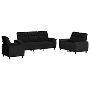 vidaXL Diivanikomplekt 3 pcs Must kangas
