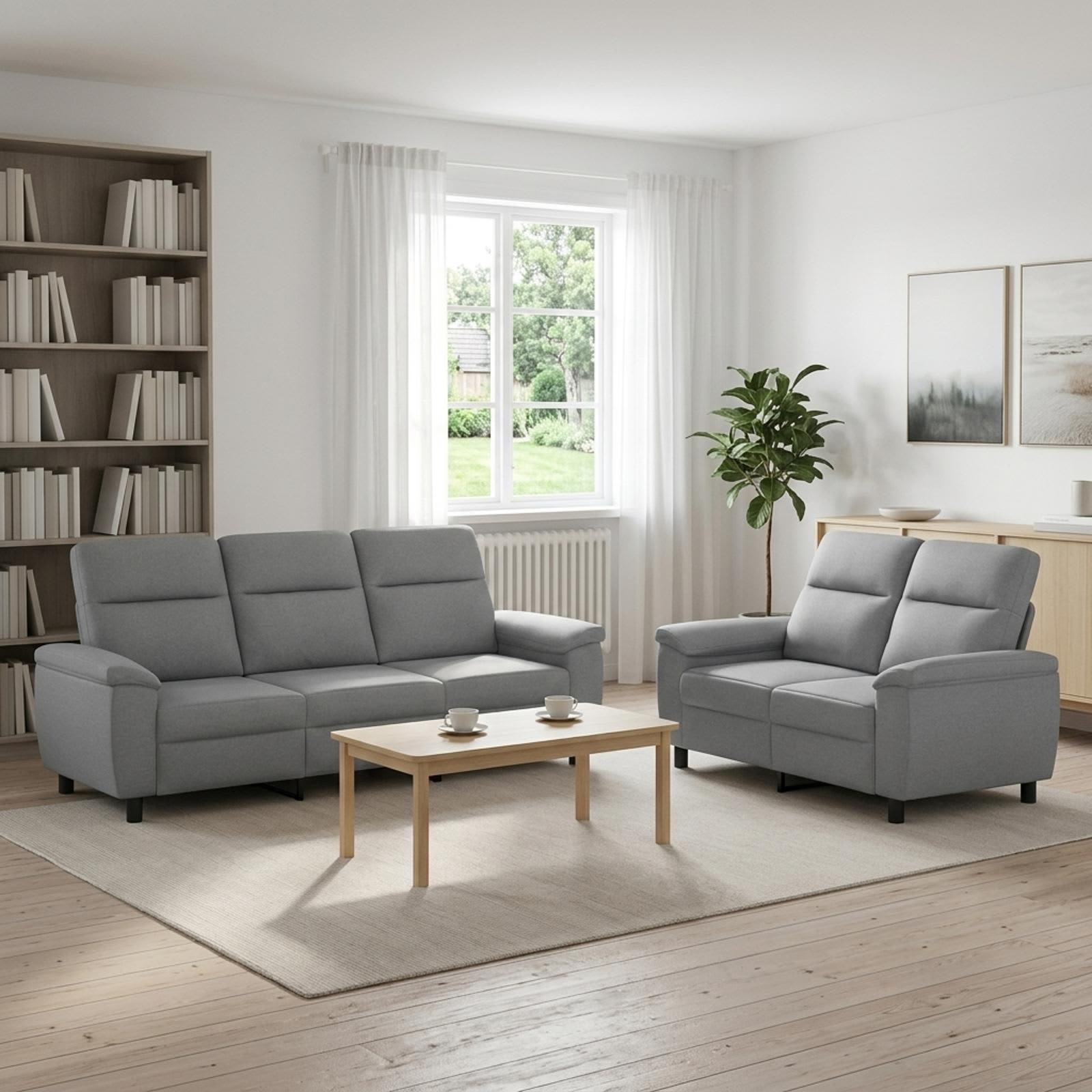 vidaXL Sofa-Set 2 pcs Hellgrau Stoff