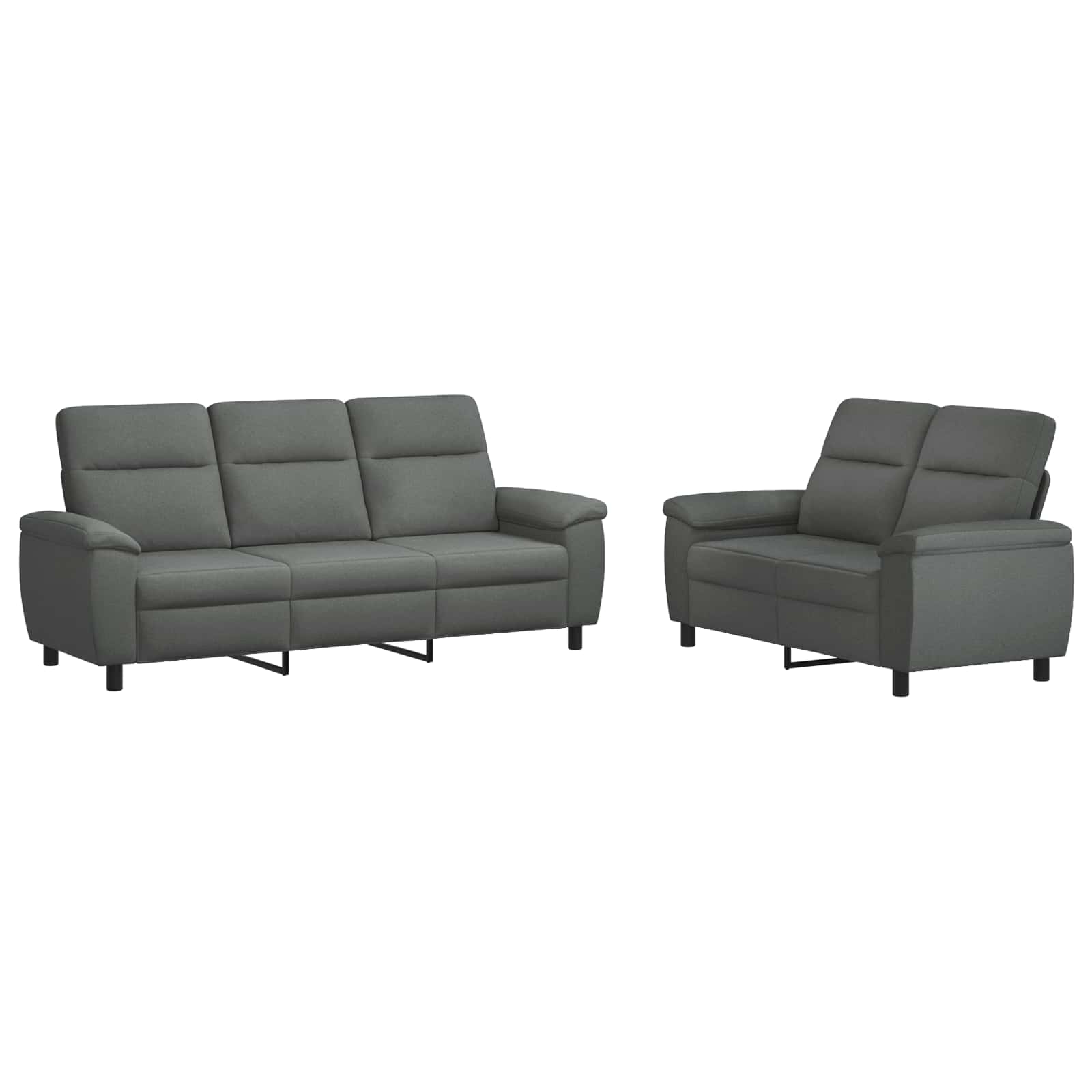 vidaXL Bankstel 2 st 5-zits Donkergrijs 214 x 90 x 95 cm Stof, foto 3