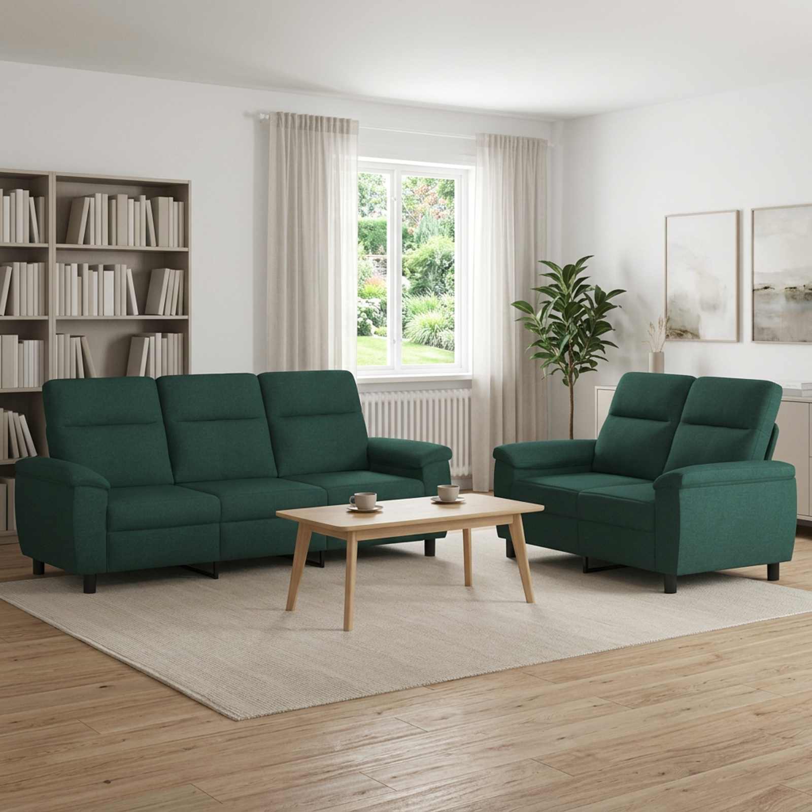 vidaXL Sofa Sæt 2 pcs Mørkegrøn Stof