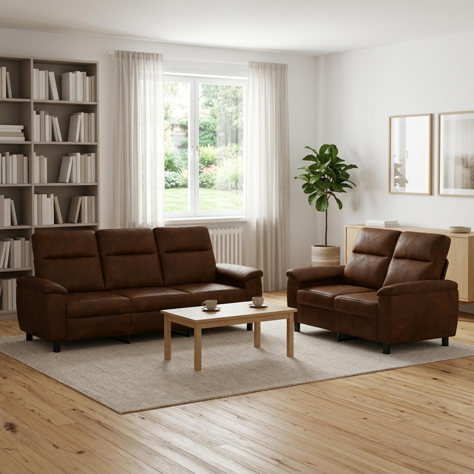 vidaXL Sofa Sæt 2 pcs Brun Faux Suede Læder