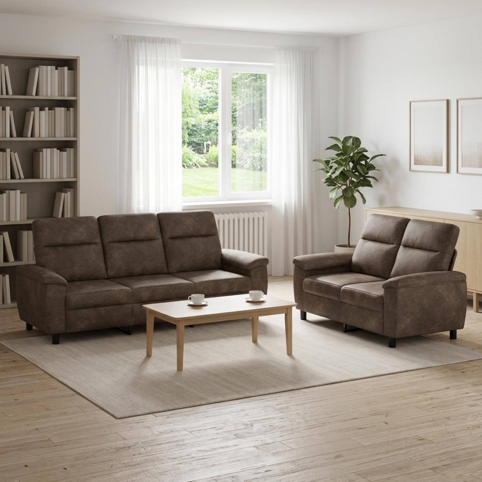 Sofasæt 2 dele - mørkegrå imiteret ruskindslæder