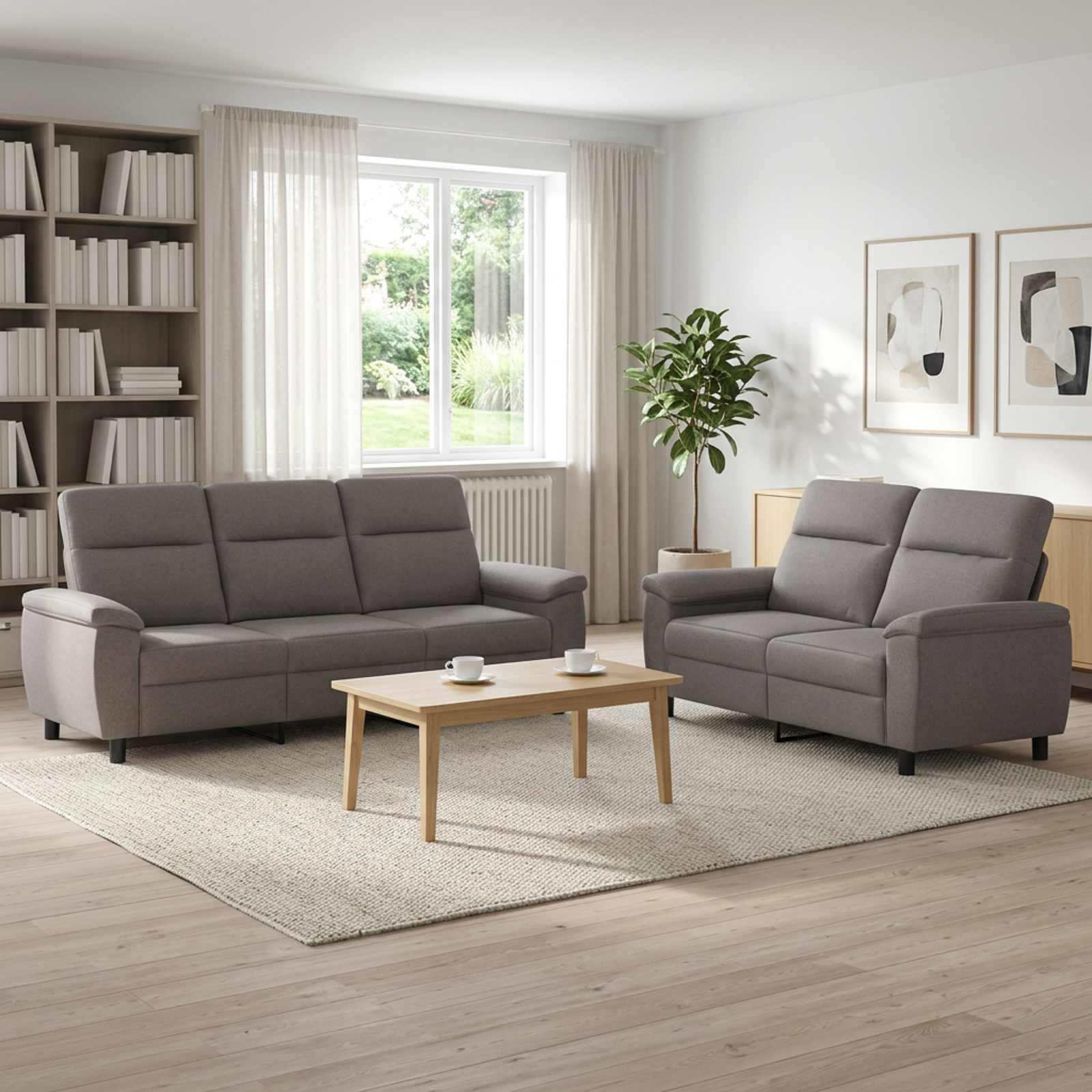vidaXL Sofa Sæt 2 pcs Gråbrun Stof