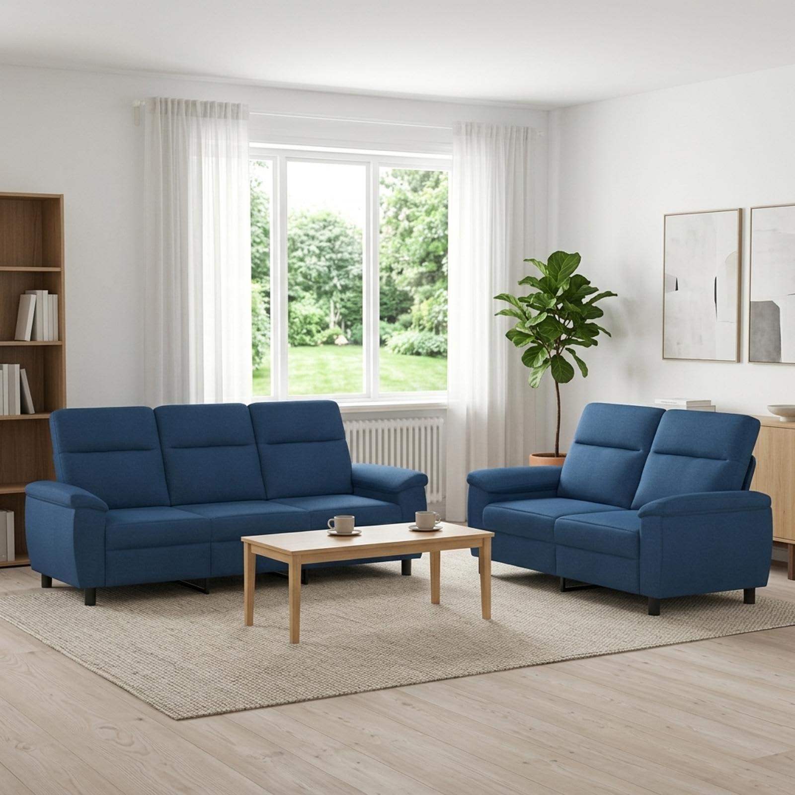 vidaXL Sofa Sæt 2 pcs Blå Stof