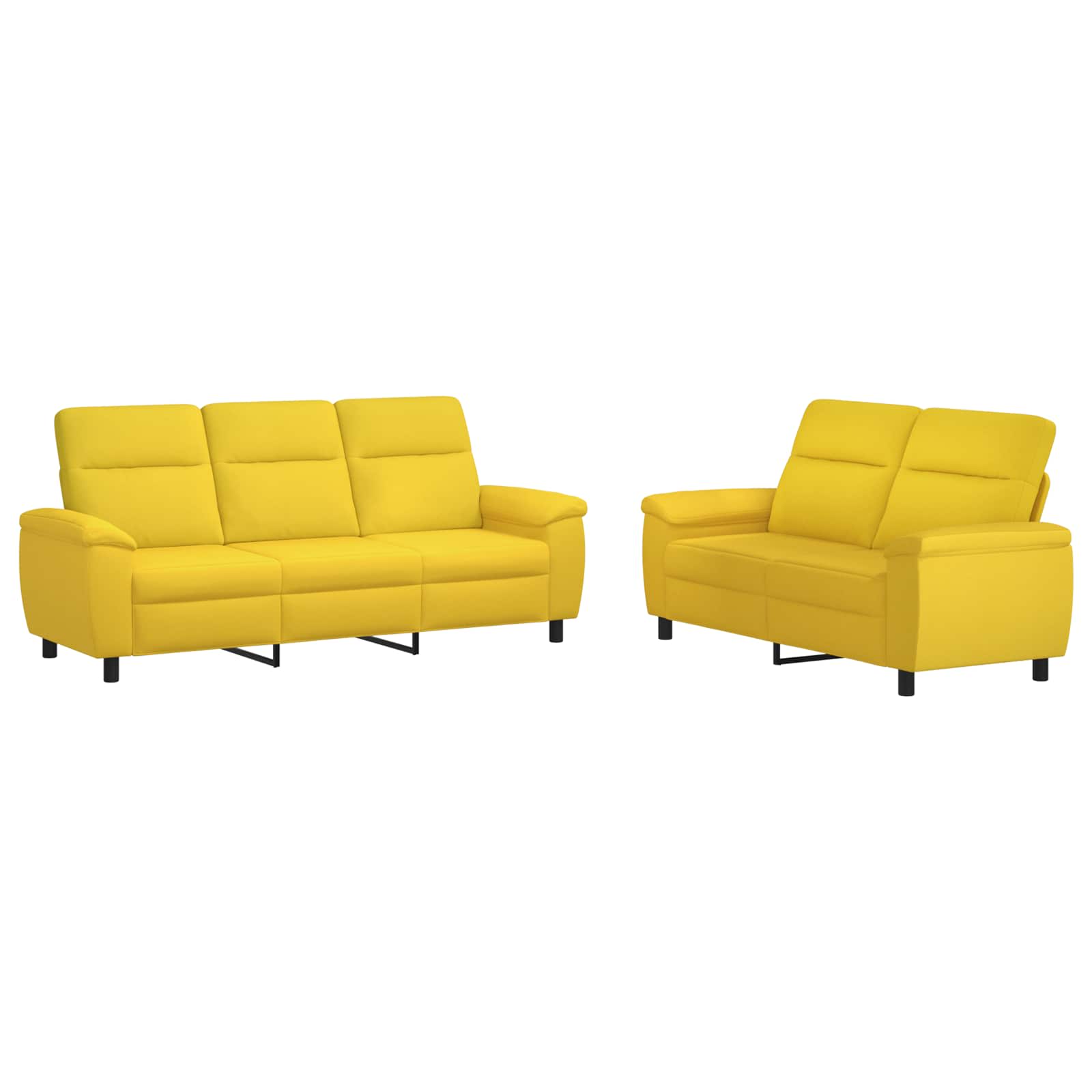 vidaXL Bankstel 2 st 5-zits Lichtgeel 214 x 90 x 95 cm Stof geel, foto 3