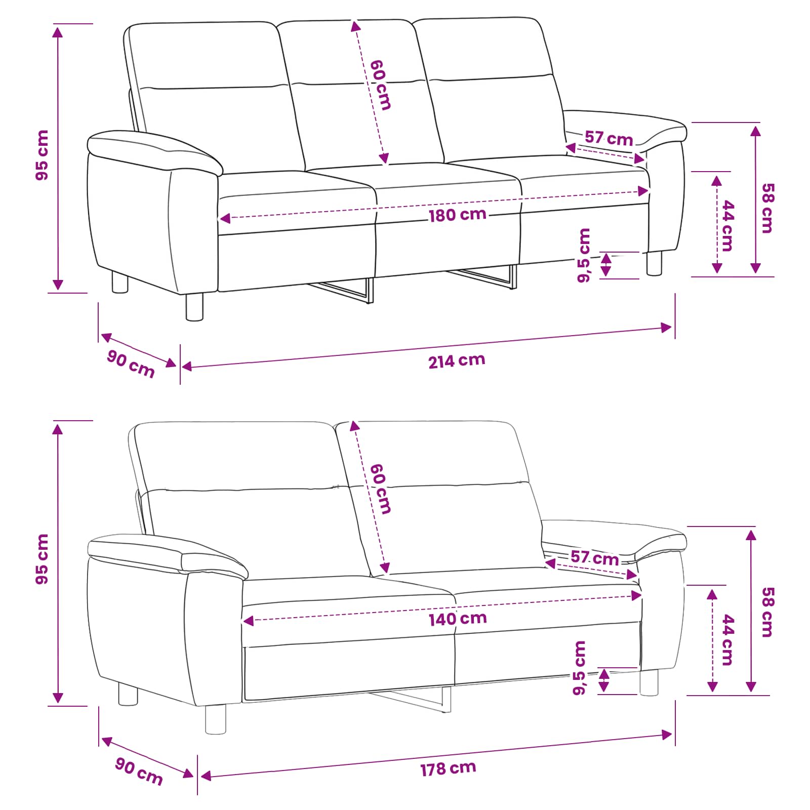 Kavčna garnitura 2 pcs Svetlo rumena Blago