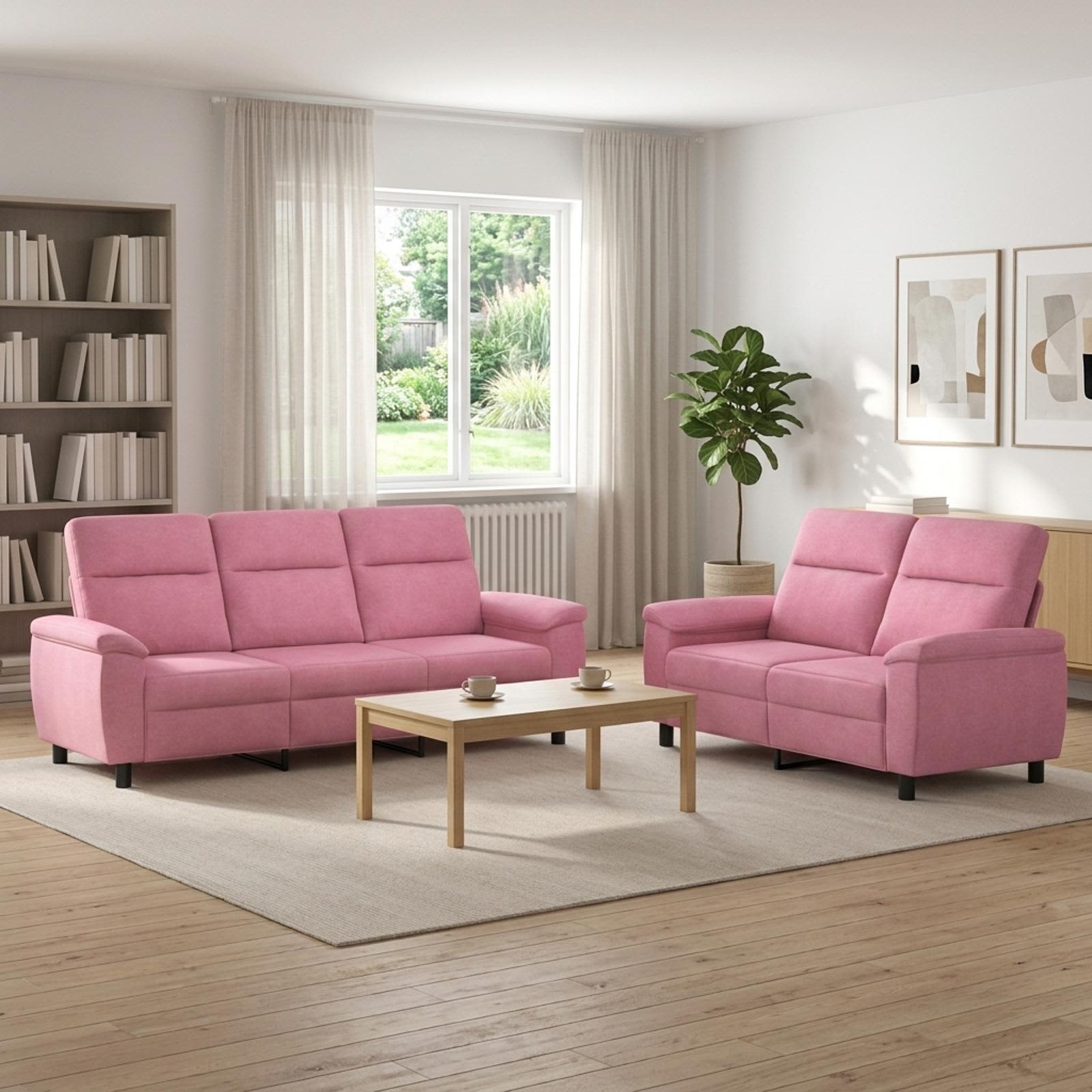 vidaXL Sofa Sæt 2 pcs Lyserød Stof