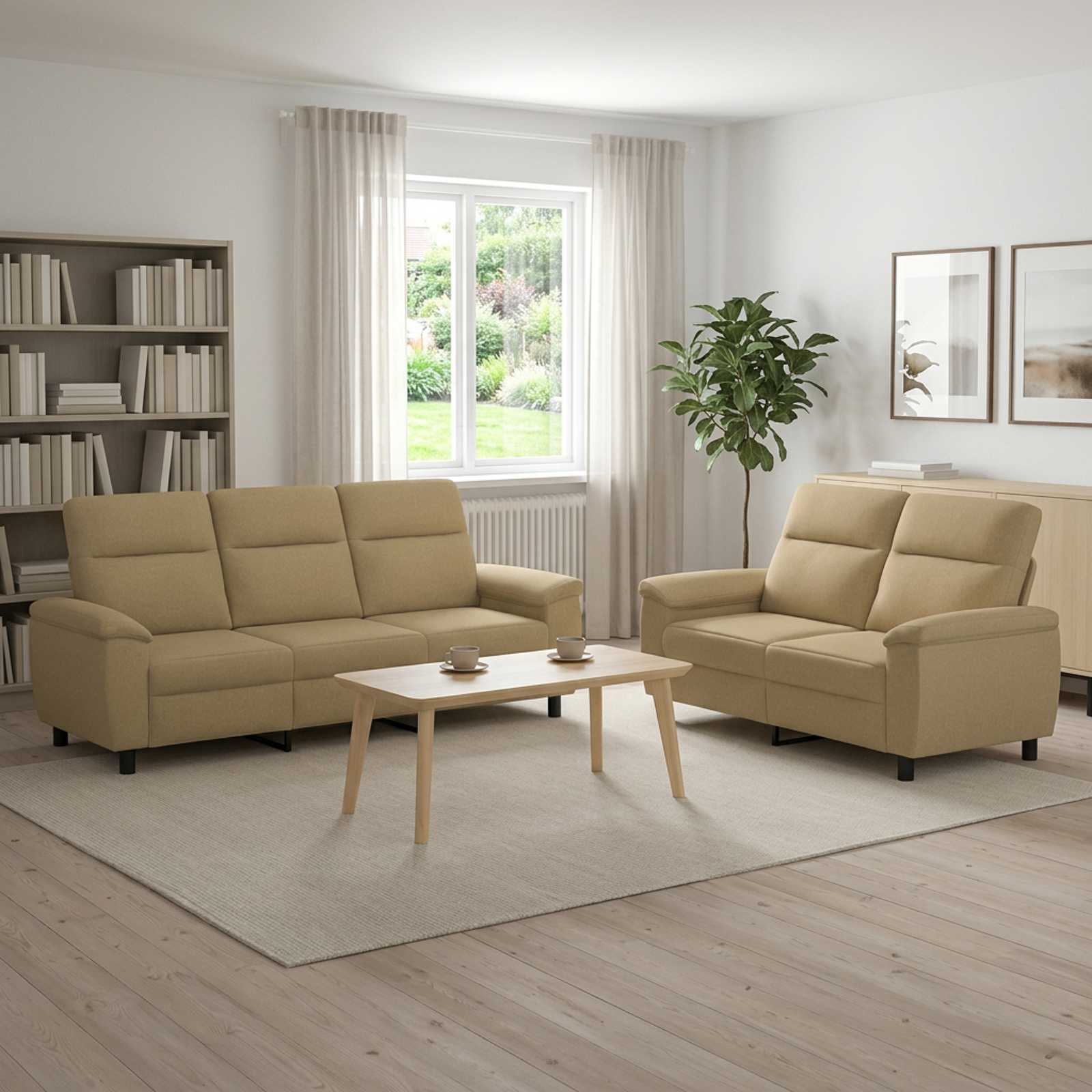 vidaXL Sofa Sæt 2 pcs Lys Brun Stof