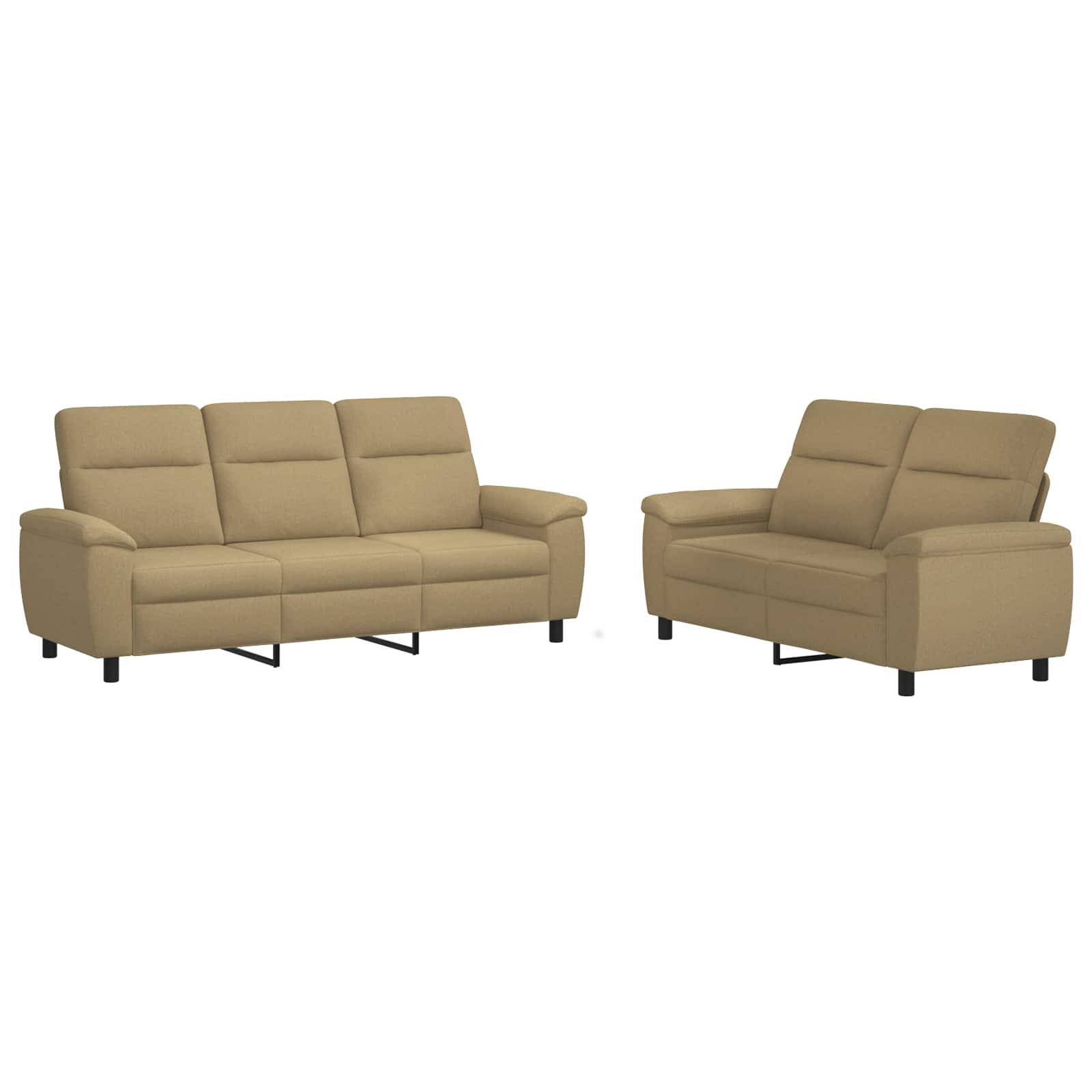 vidaXL Bankstel 2 st 5-zits Licht Bruin 214 x 90 x 95 cm Stof, foto 3