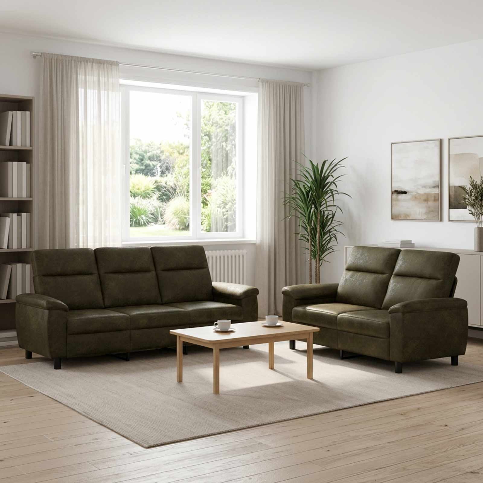 vidaXL Sofa Sæt 2 pcs Army Grøn Faux Suede Læder