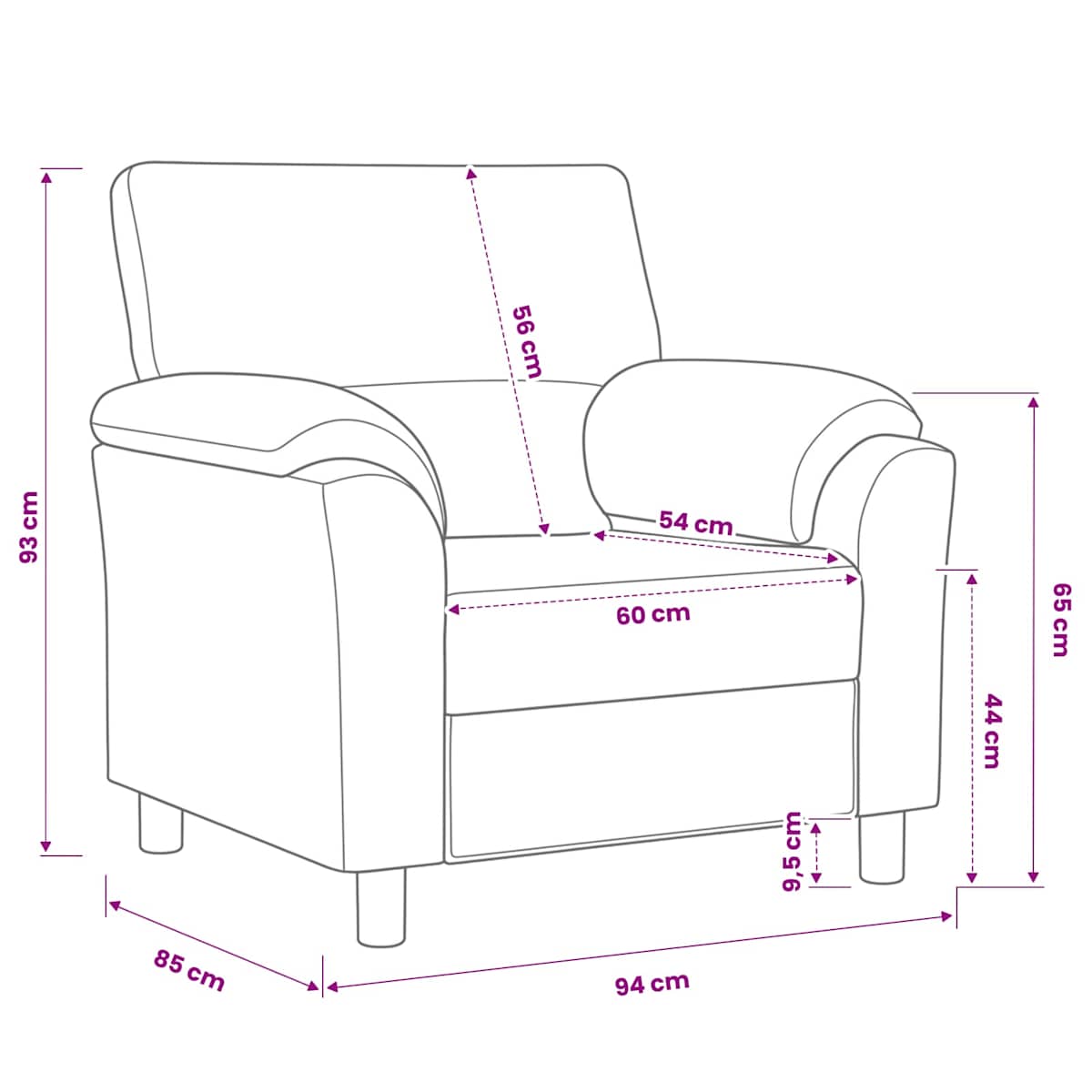 Sofa Cremefarvet 94 x 85 x 93 cm Fløjl - Billede 9