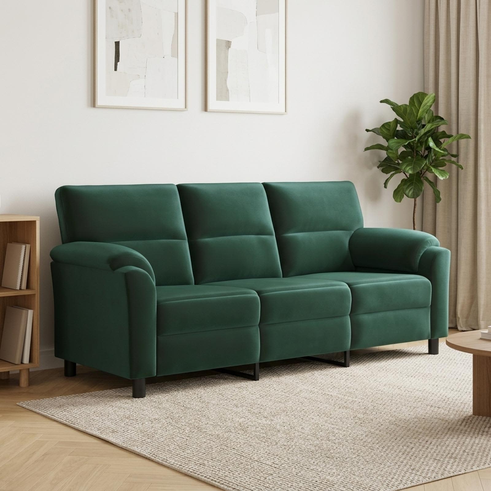 vidaXL Sofa Mørkegrøn 214 x 85 x 93 cm Fløjl