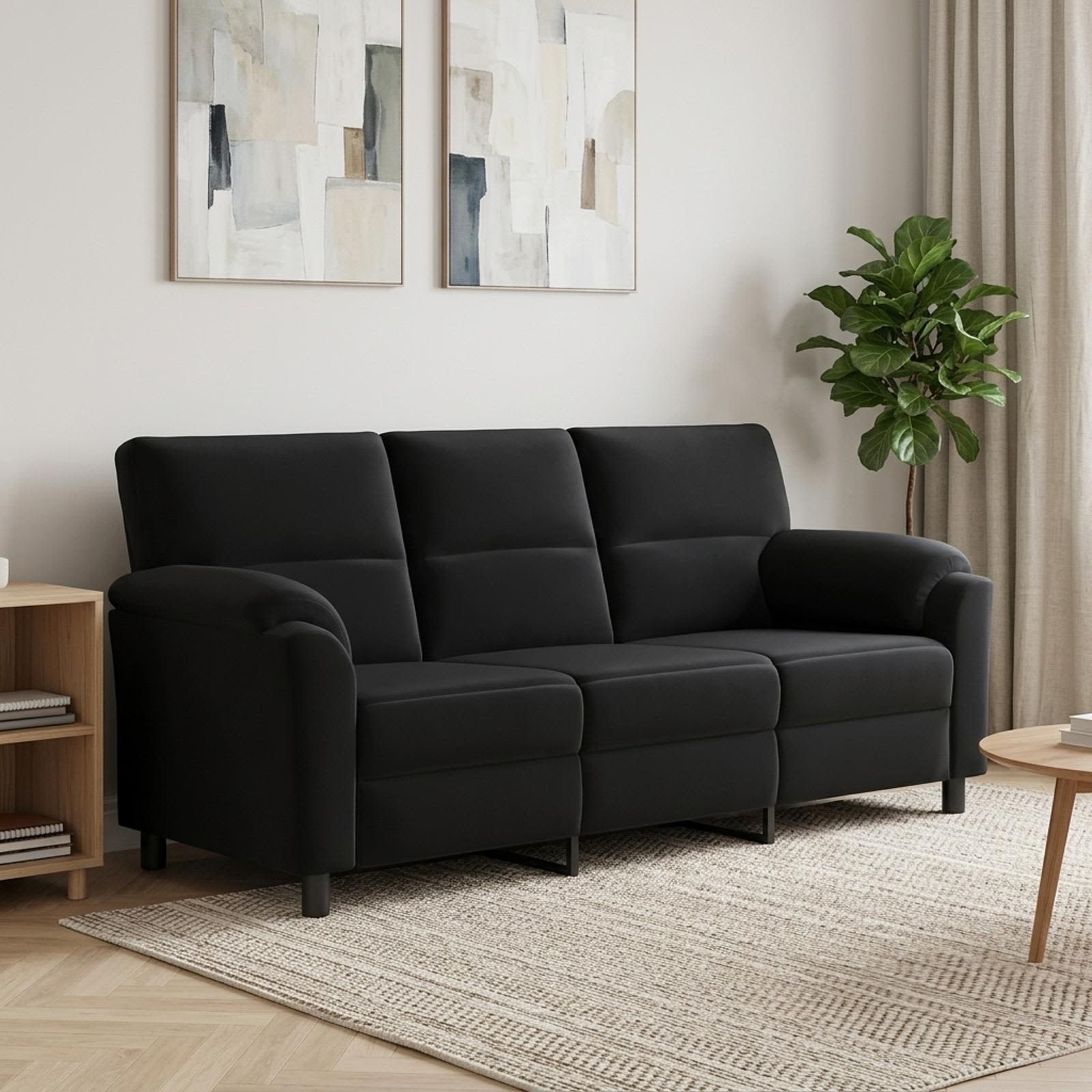 vidaXL Sofa Sort 214 x 85 x 93 cm Fløjl