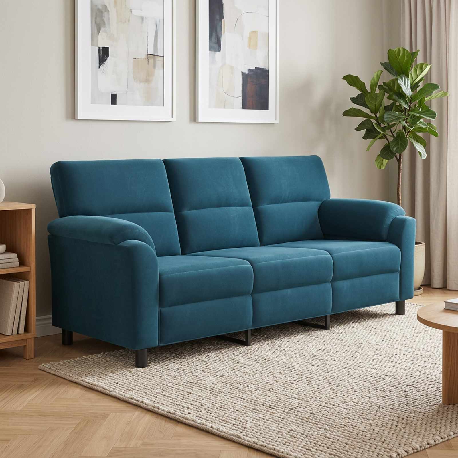 vidaXL Sofa Blå 214 x 85 x 93 cm Fløjl