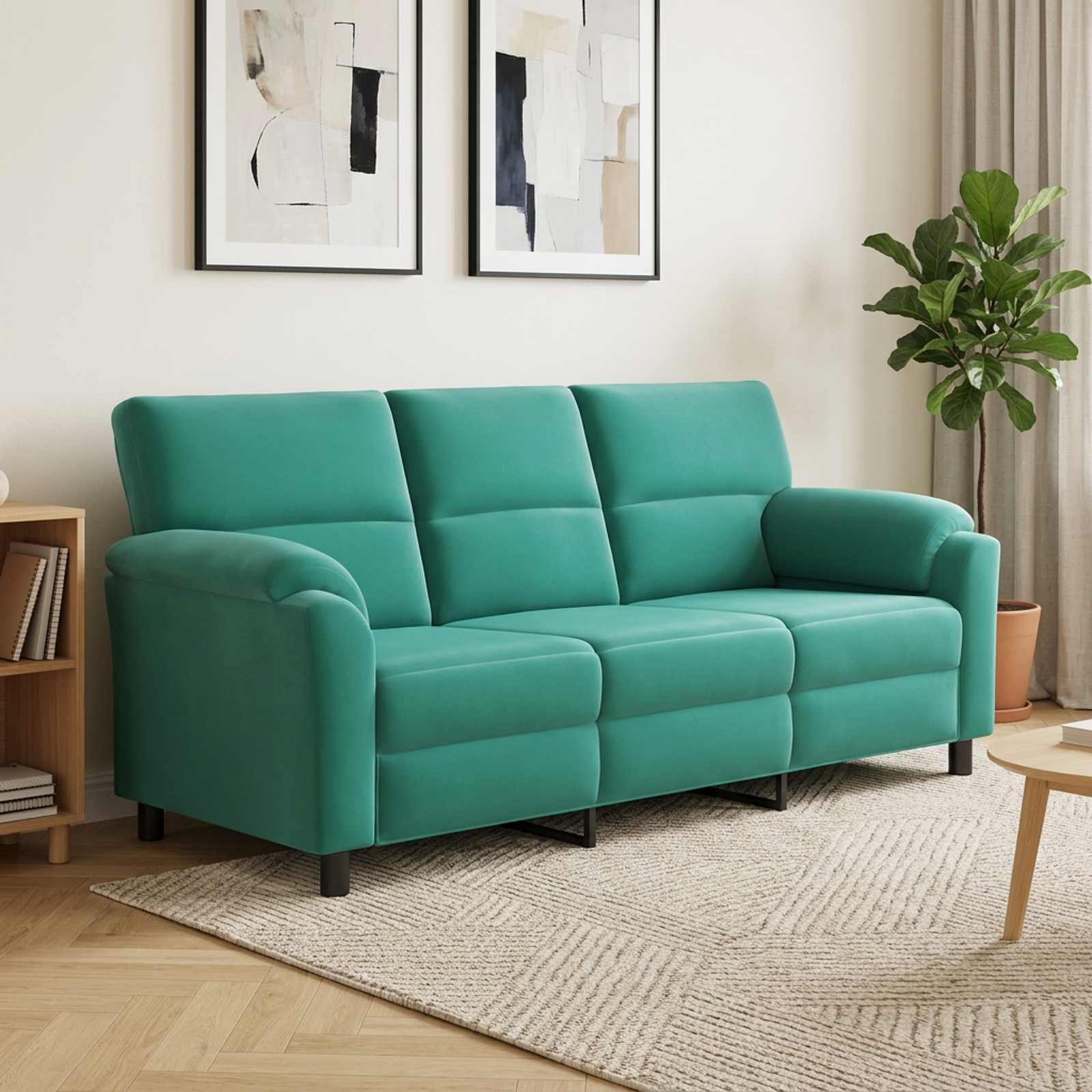 vidaXL Sofa Turkis 214 x 85 x 93 cm Fløjl