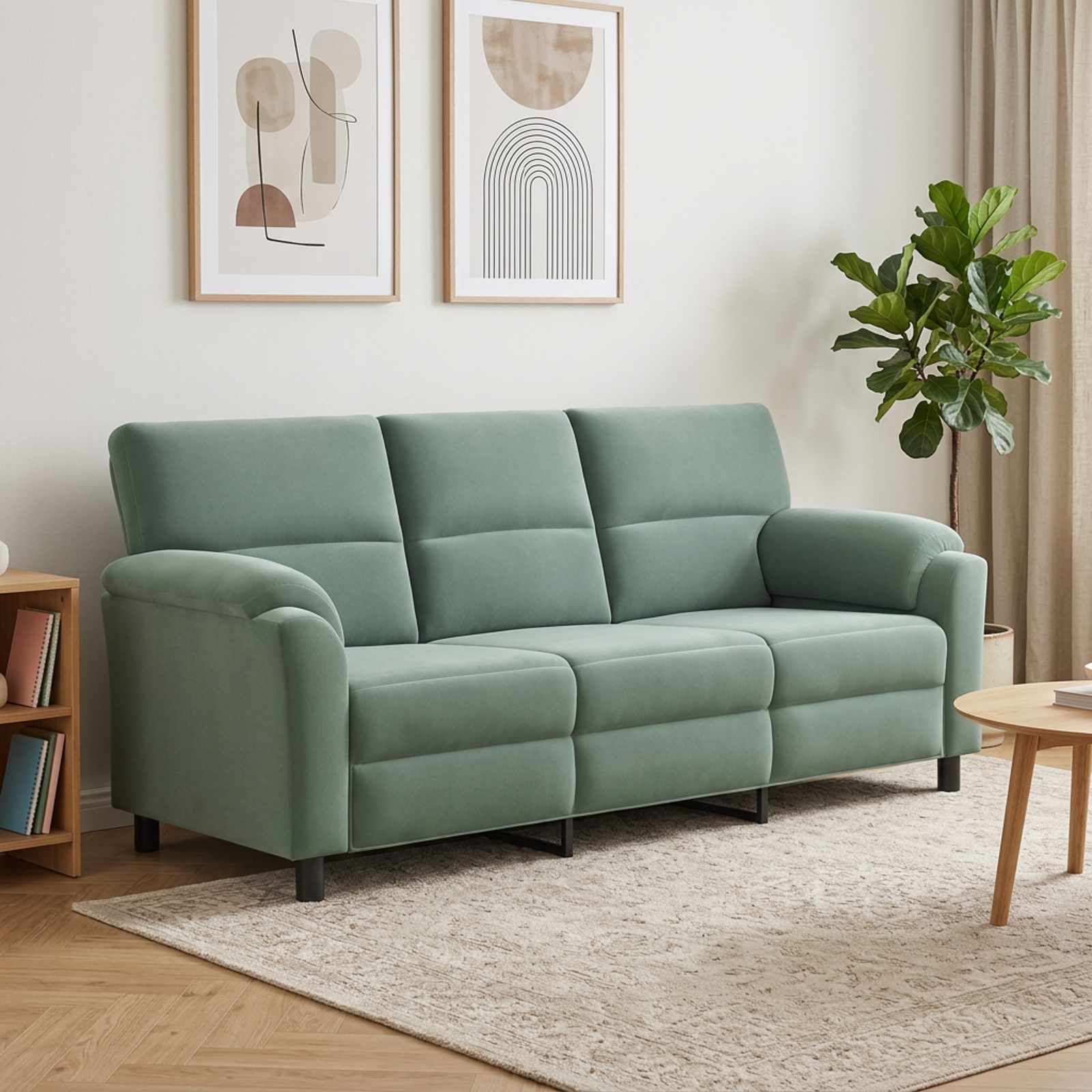 vidaXL Sofa Havgrøn 214 x 85 x 93 cm Fløjl
