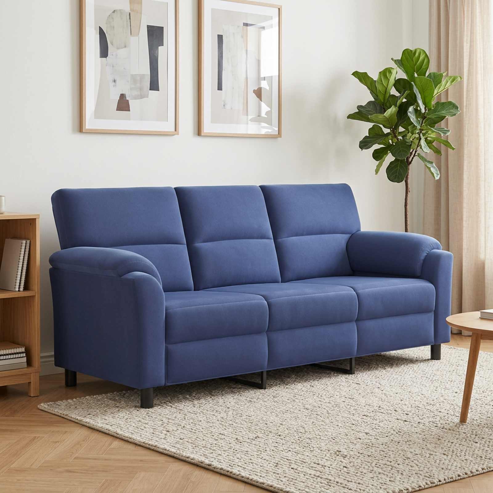 vidaXL Sofa Politi blå 214 x 85 x 93 cm Fløjl