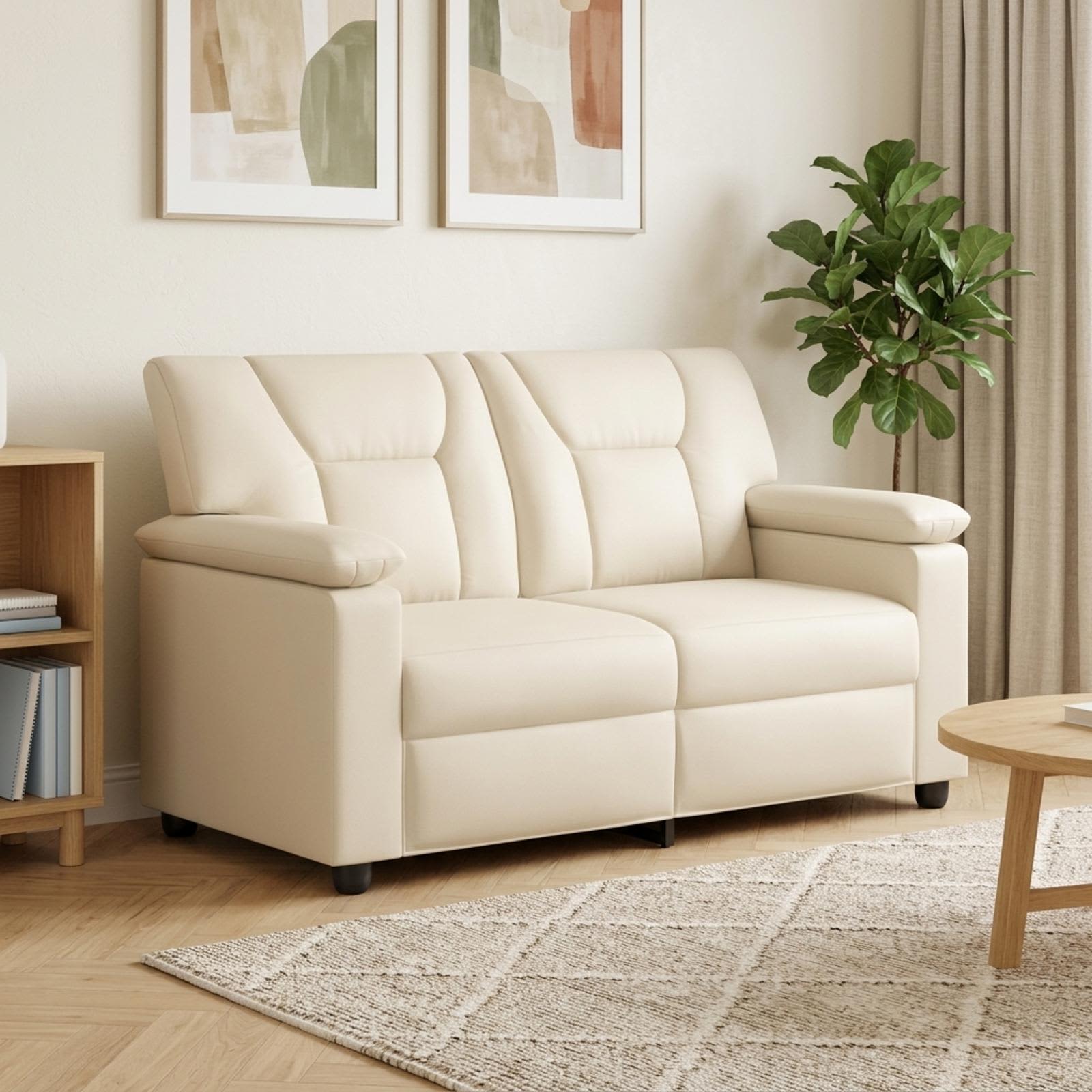 vidaXL Sofa Cremefarvet 151 x 85 x 93 cm Kunstlæder