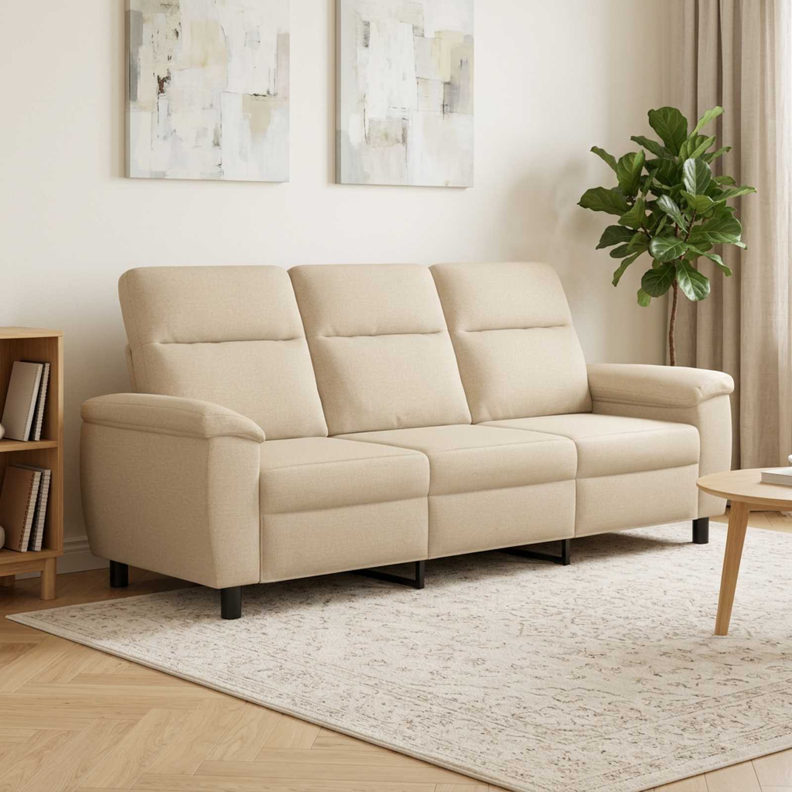 vidaXL Sofa Cremefarvet 214 x 90 x 95 cm Stof