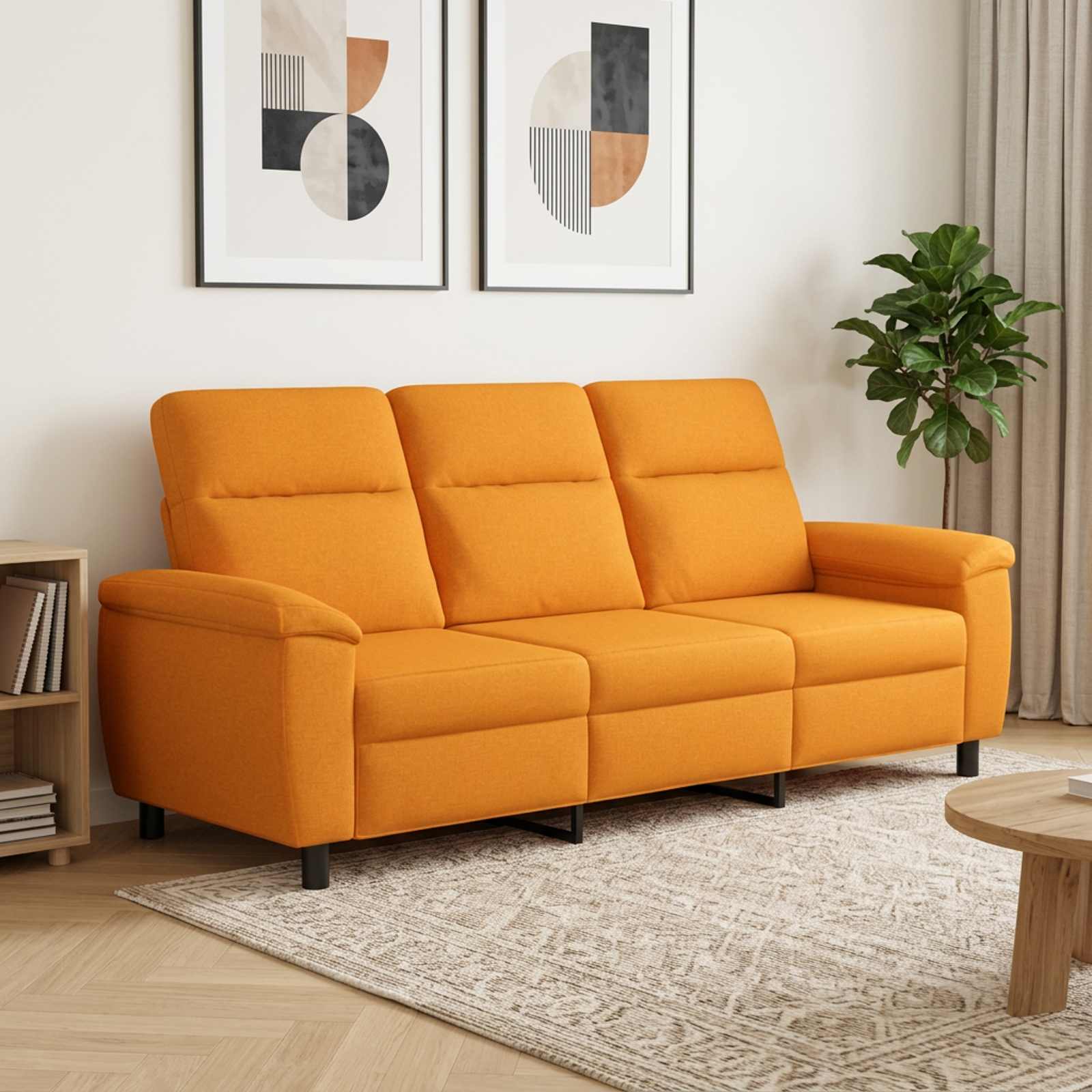 vidaXL Sofa Mørk Gul 214 x 90 x 95 cm Stof