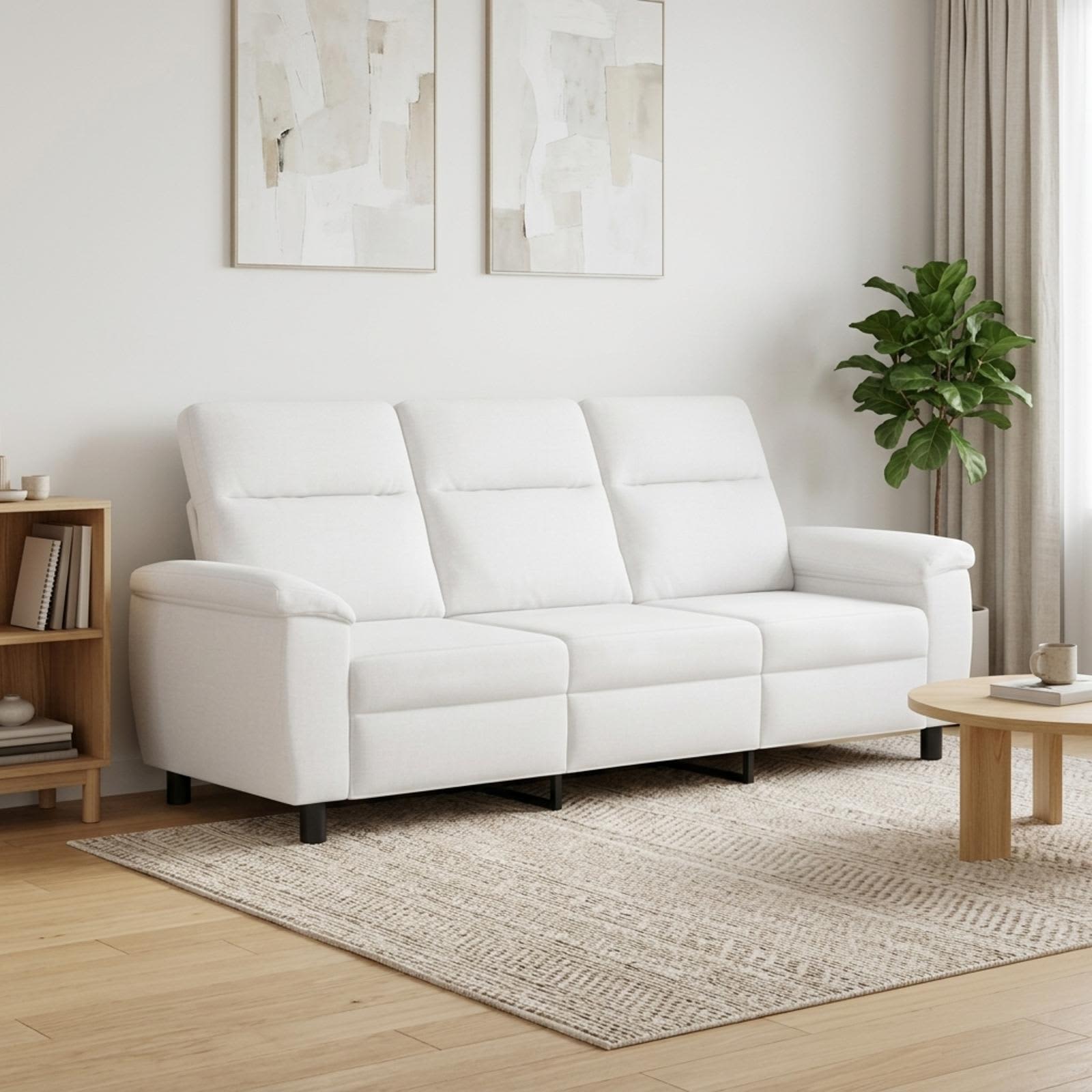 vidaXL Sofa Hvid 214 x 90 x 95 cm Stof