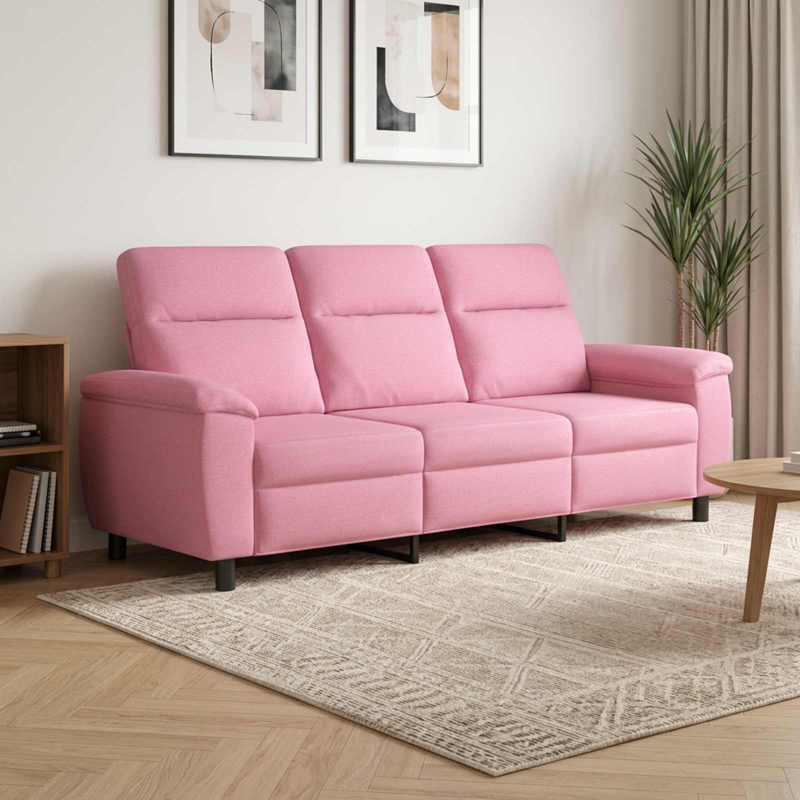 vidaXL Sofa Lyserød 214 x 90 x 95 cm Stof