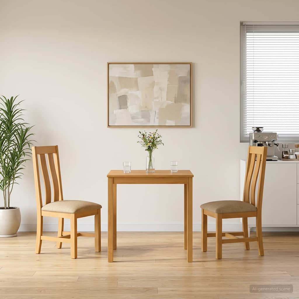 Eetkamerset 3 st Beige Massief Eikenhout image 1
