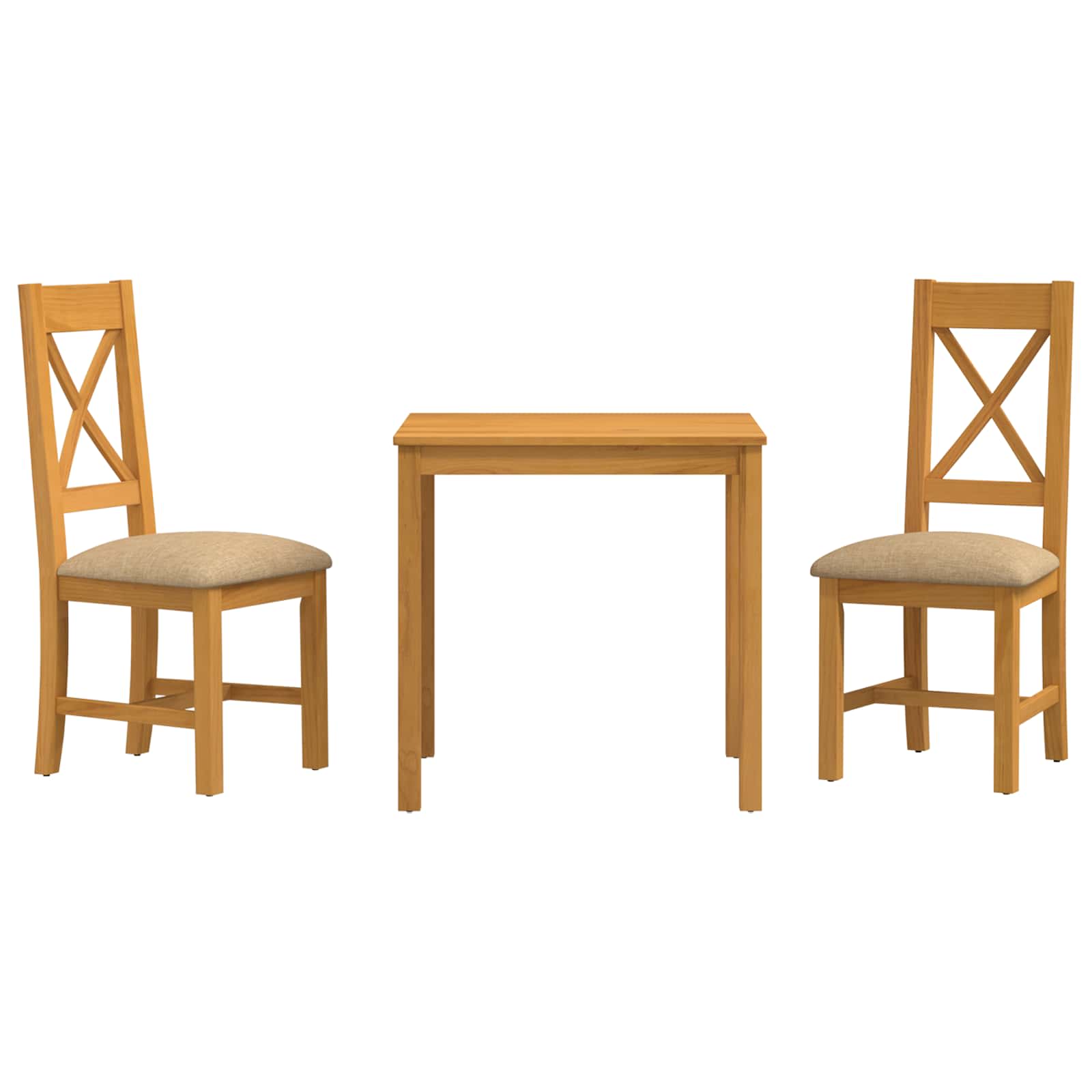 Eetkamerset 3 st Beige Massief Eikenhout image 2