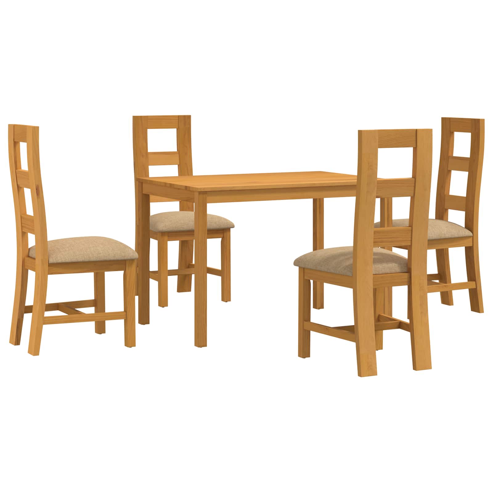 Eetkamerset 5 st Beige Massief Eikenhout image 2