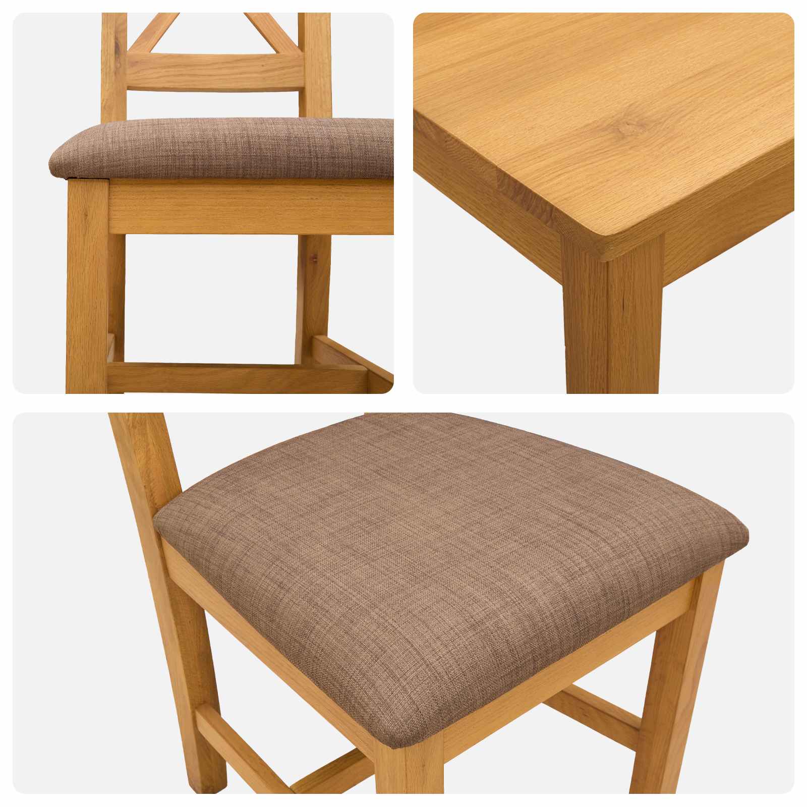 Eetkamerset 5 st Grijs Massief Eikenhout image 6