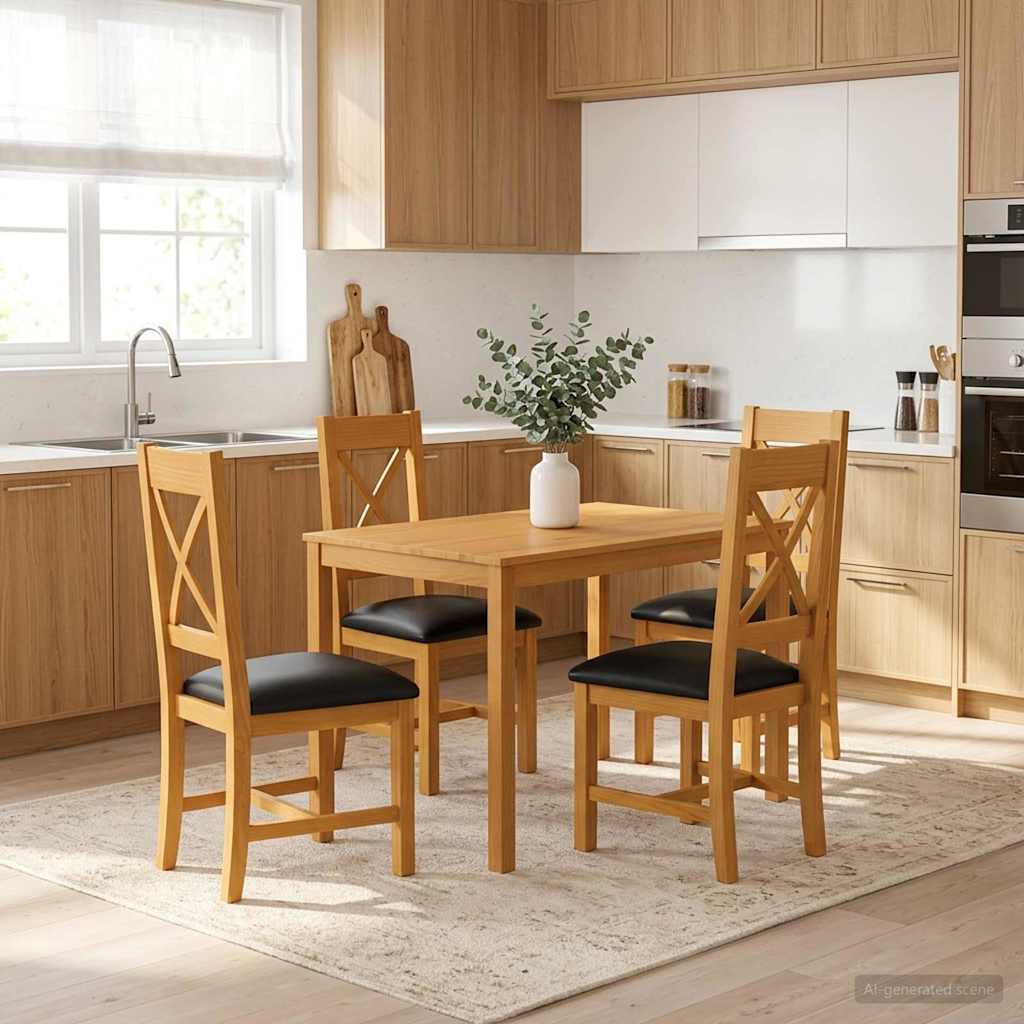 Söögitoakomplekt 5 tk Must Tugev Tamme Puit