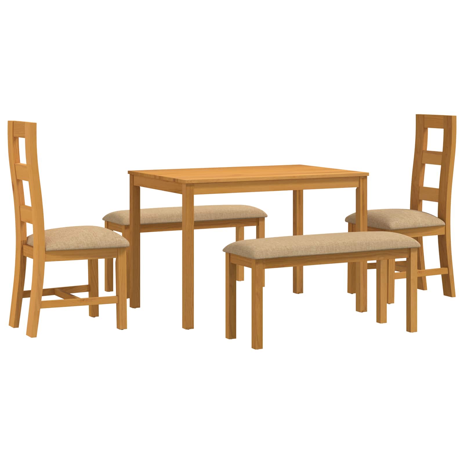 Eetkamerset 5 st Beige Massief Eikenhout image 2