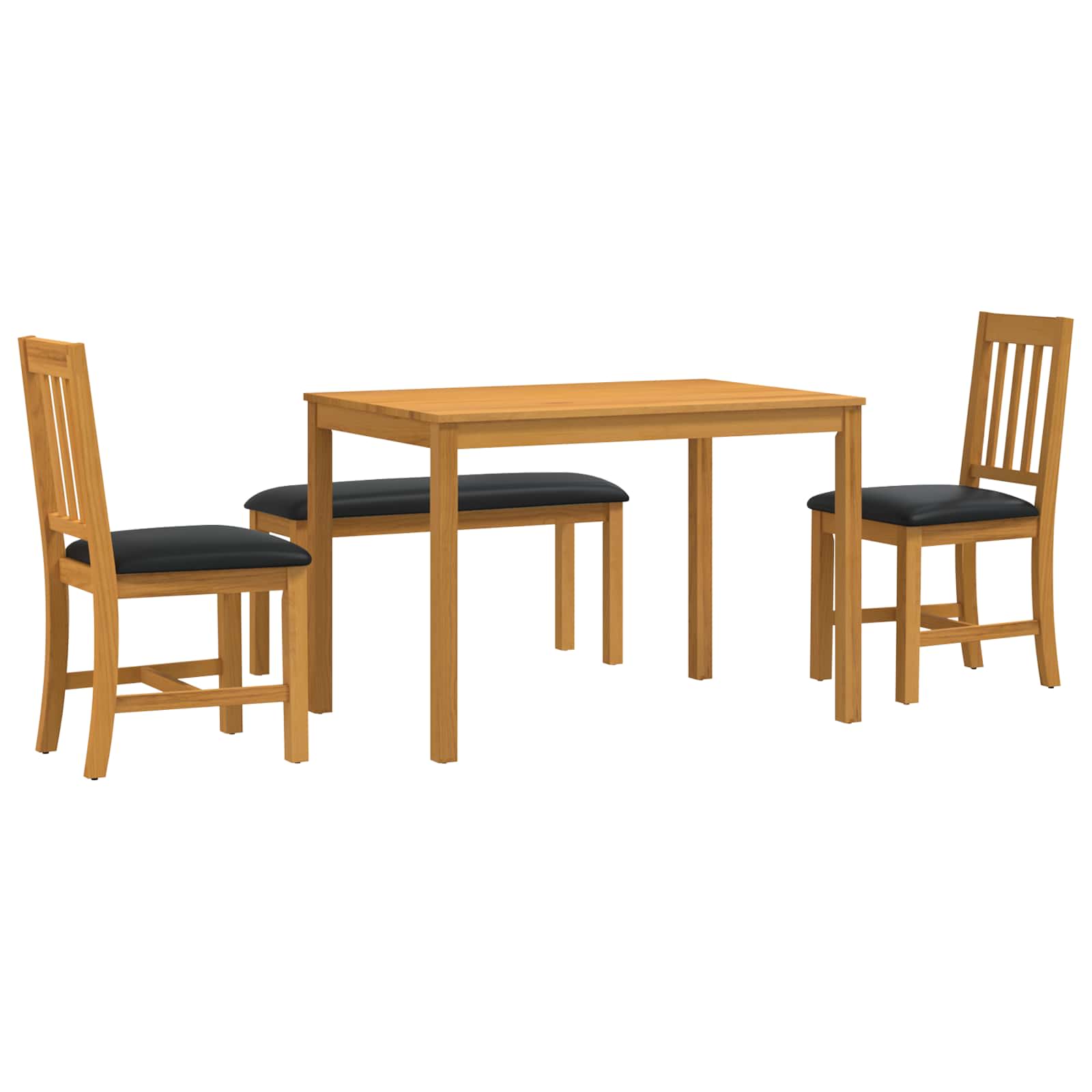 vidaXL Essgruppe 4 stk. Schwarz Massivholz Eiche – Bild 2