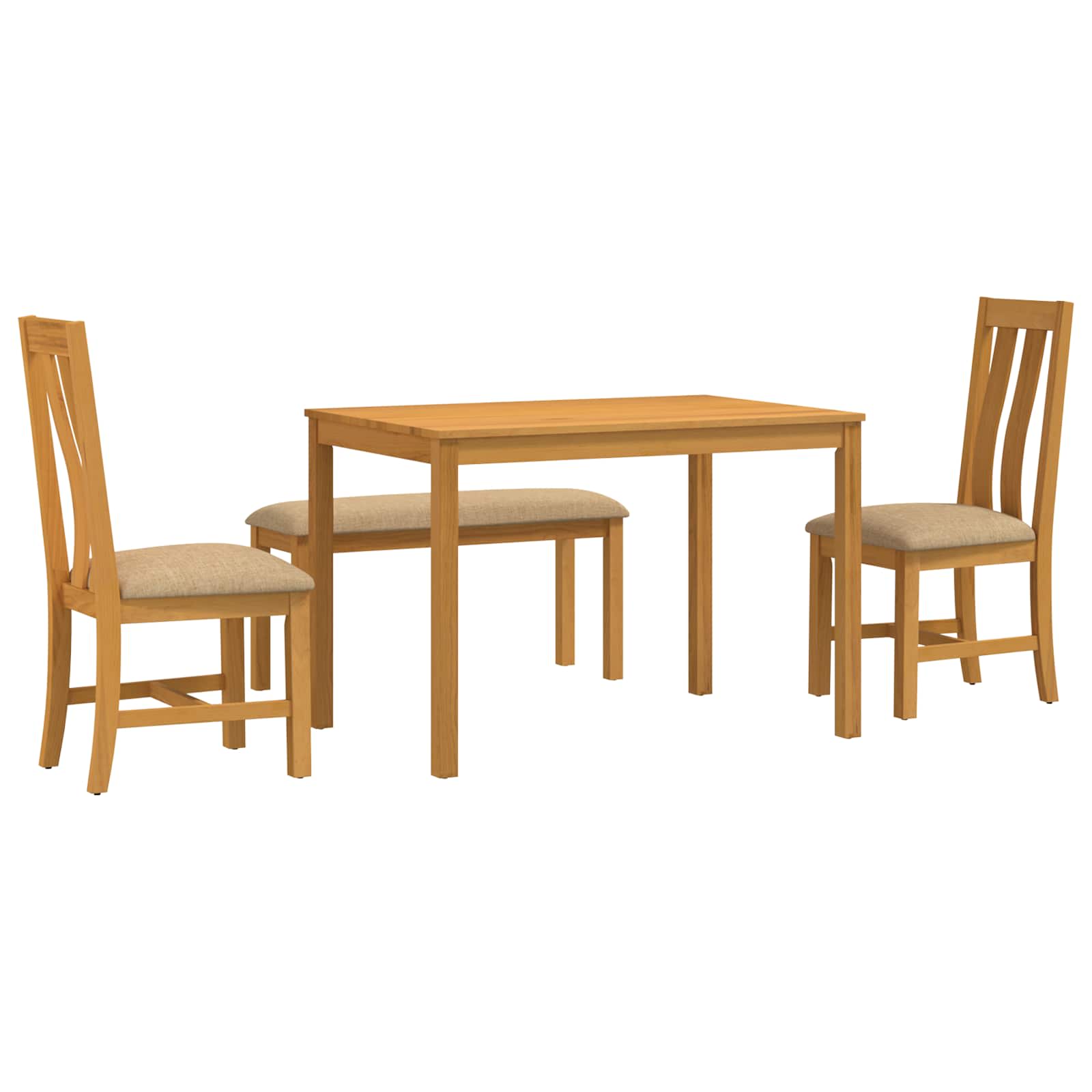 Eetkamerset 4 st Beige Massief Eikenhout image 2