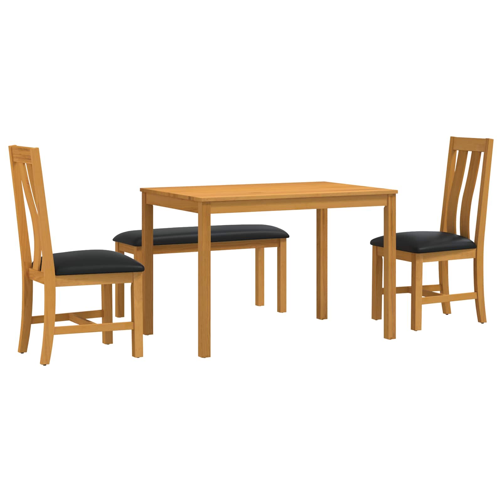 vidaXL Essgruppe 4 stk. Schwarz Massivholz Eiche – Bild 2