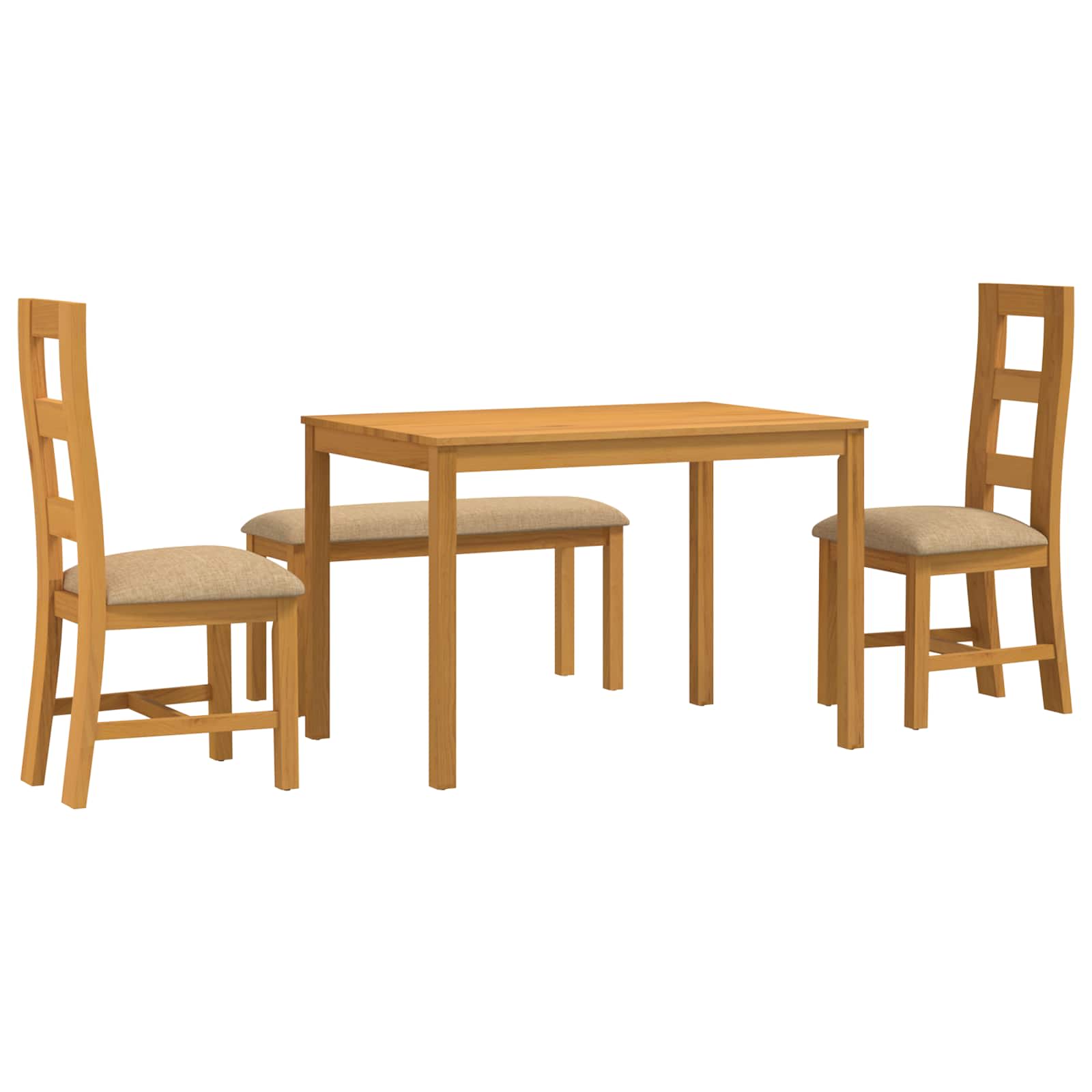 Eetkamerset 4 st Beige Massief Eikenhout image 2