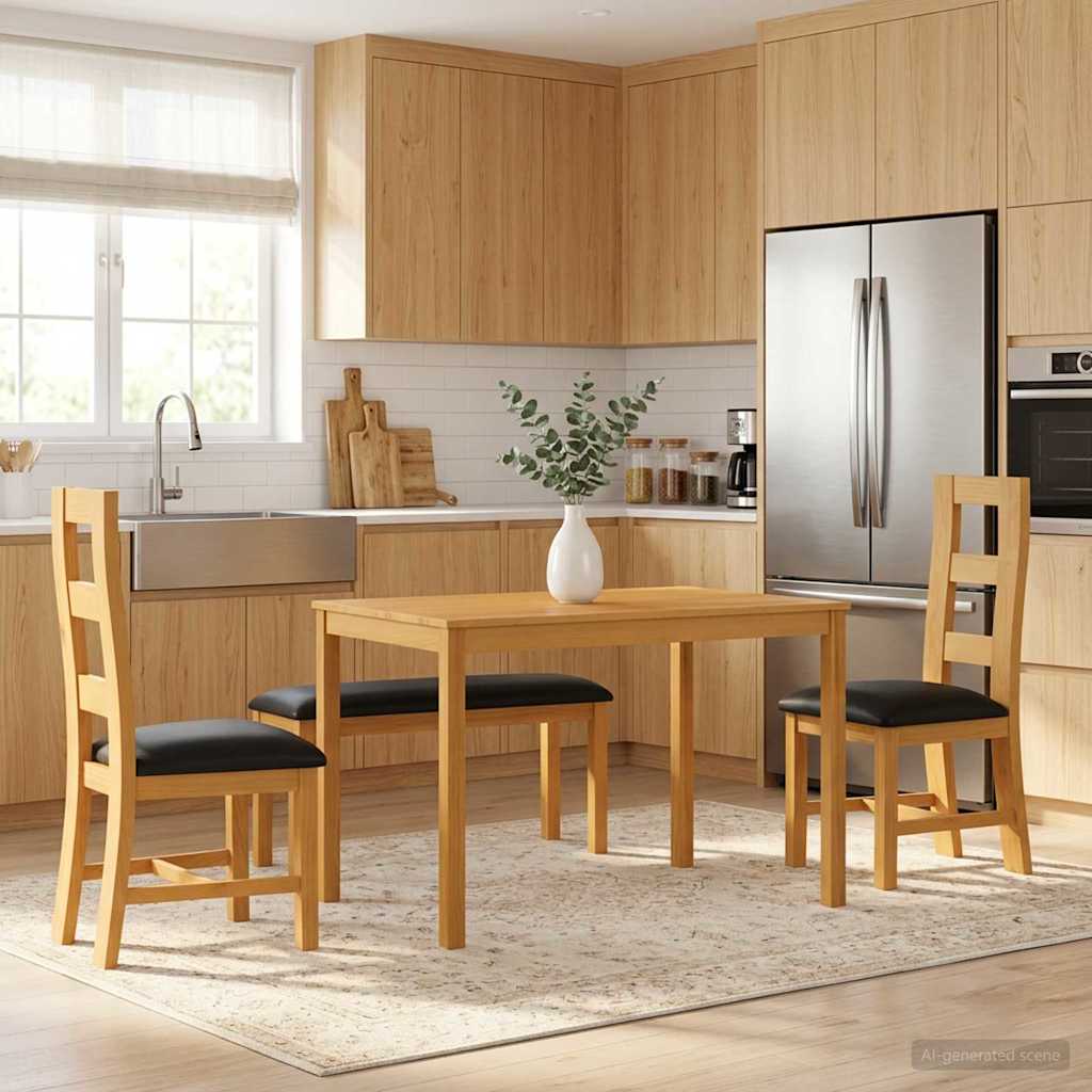 vidaXL Essgruppe 4 stk. Schwarz Massivholz Eiche