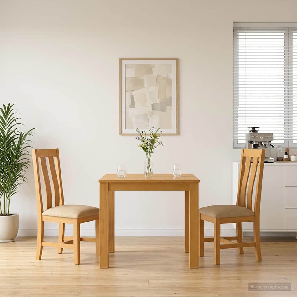 Eetkamerset 3 st Beige Massief Eikenhout image 1