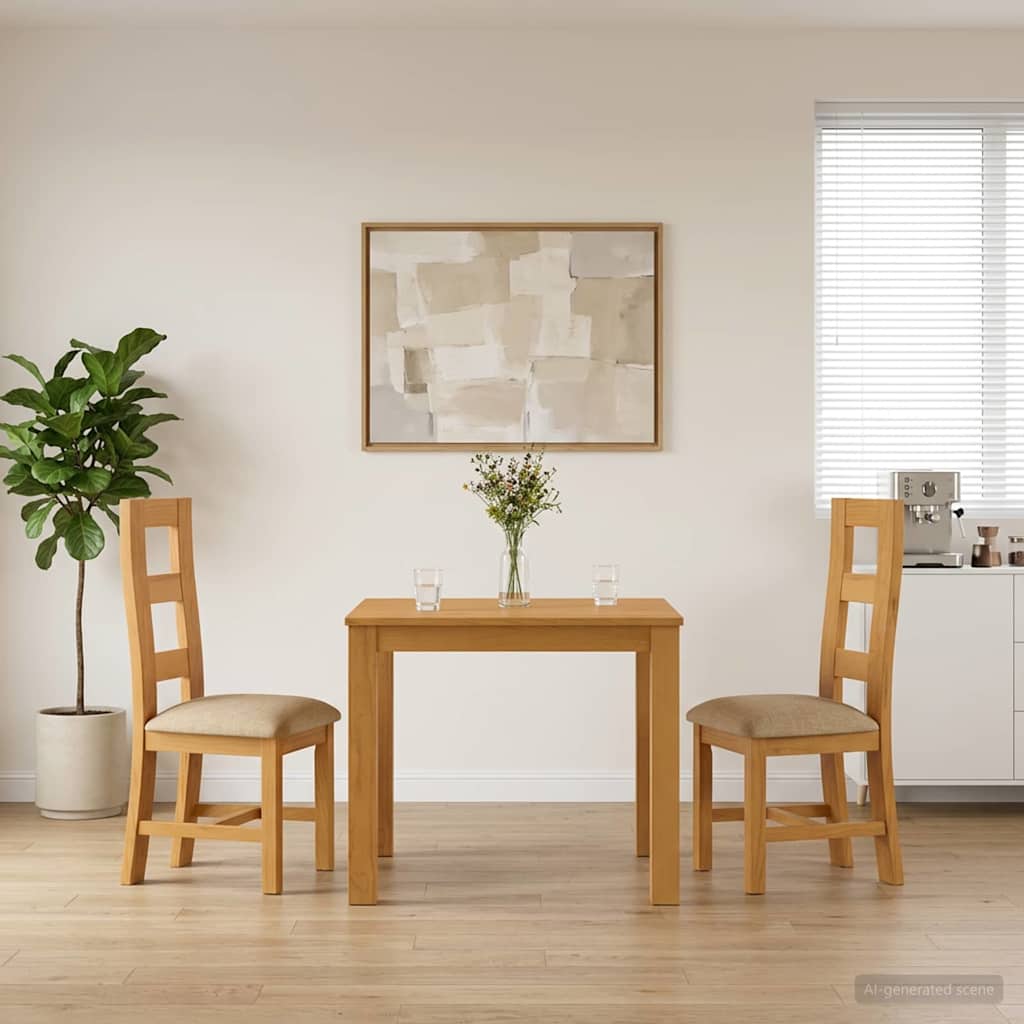 Eetkamerset 3 st Beige Massief Eikenhout image 1