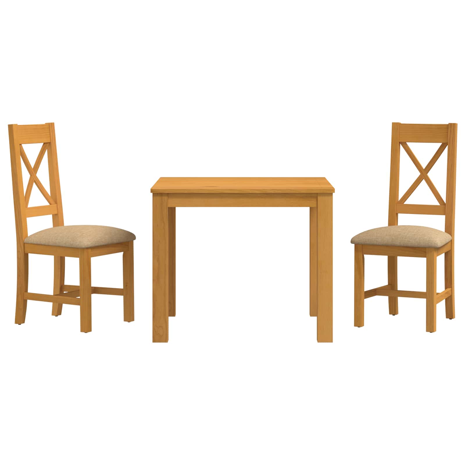Eetkamerset 3 st Beige Massief Eikenhout image 2
