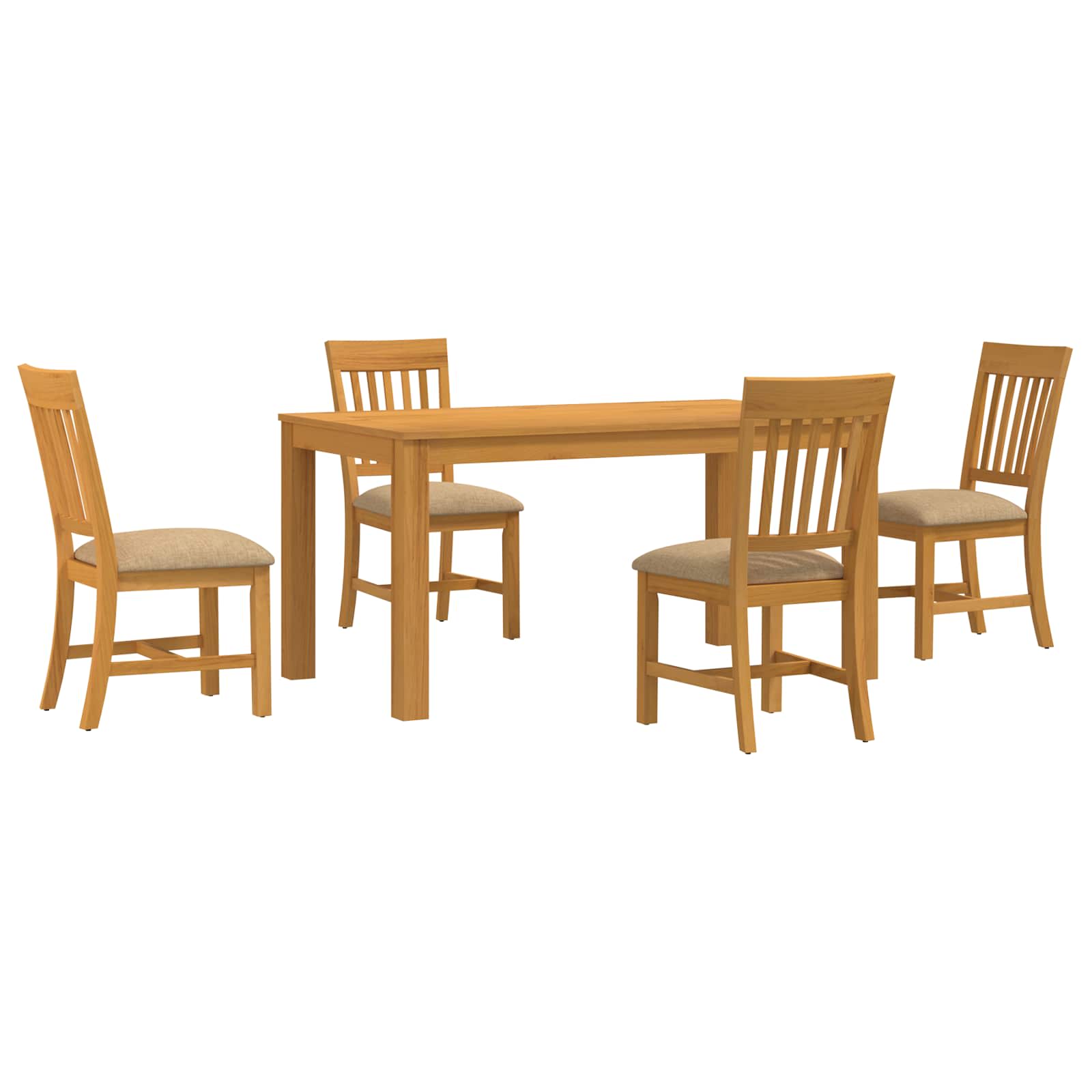 Eetkamerset 5 st Beige Massief Eikenhout image 2