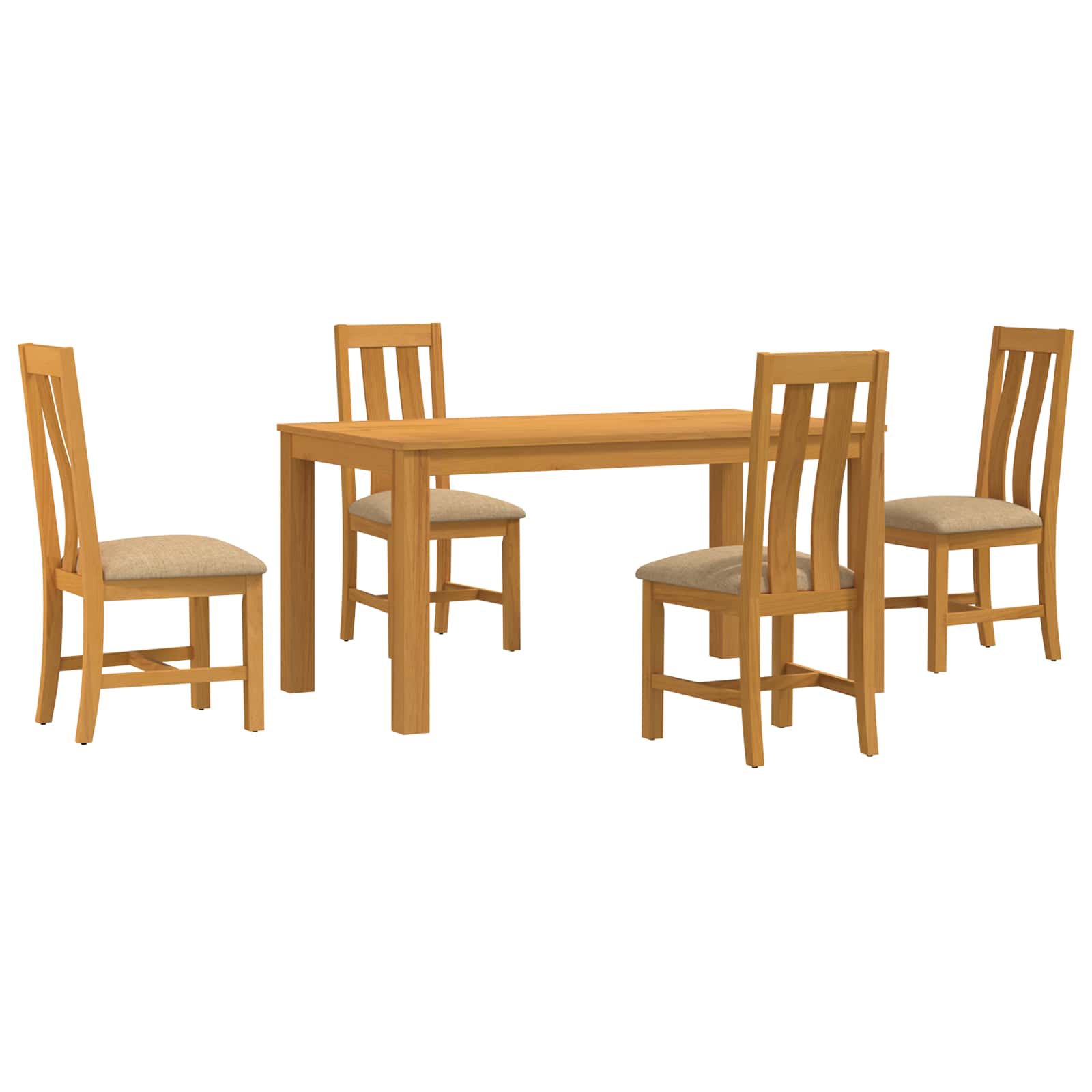 Eetkamerset 5 st Beige Massief Eikenhout image 2