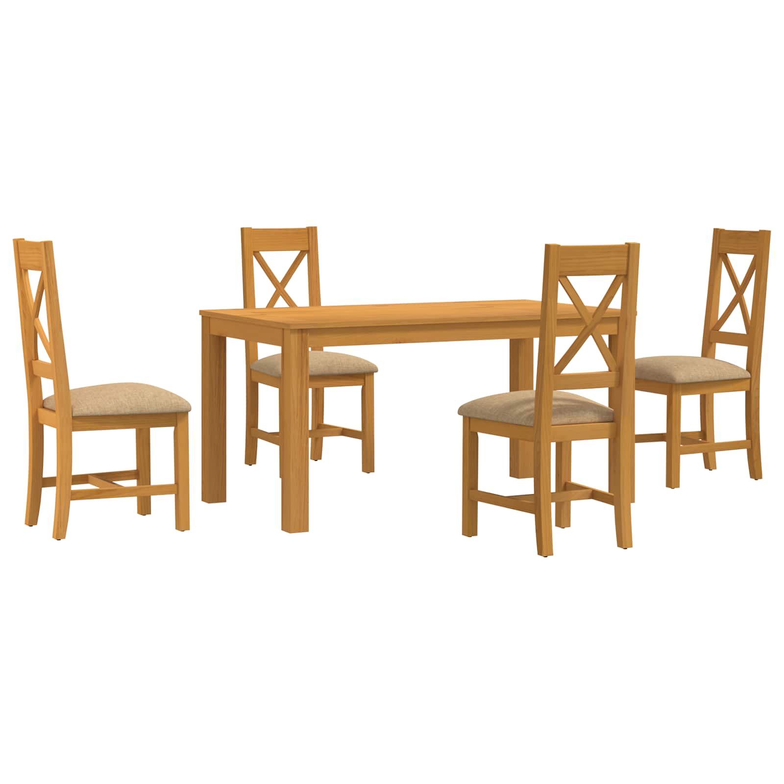 Eetkamerset 5 st Beige Massief Eikenhout image 2