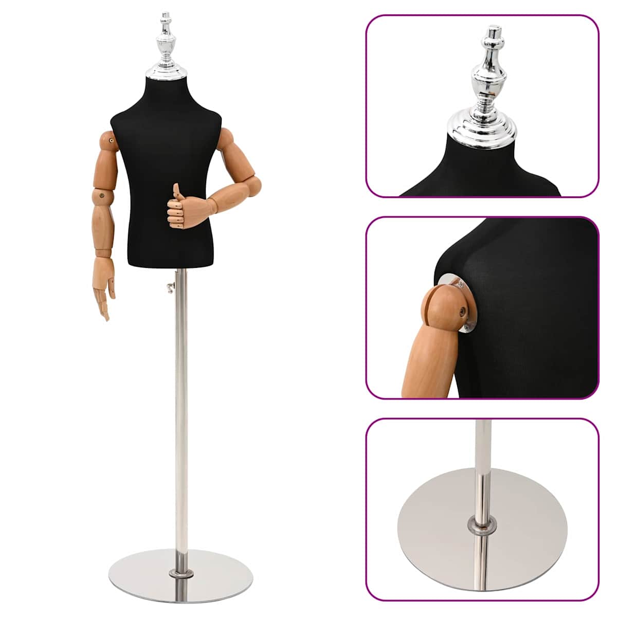 Justerbar 120-157 cm Mannequin med Base Unisex PP - Billede 3
